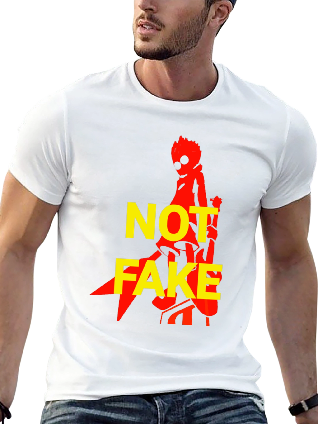 Not Fake T-Shirt - Graphic Print Black Tee