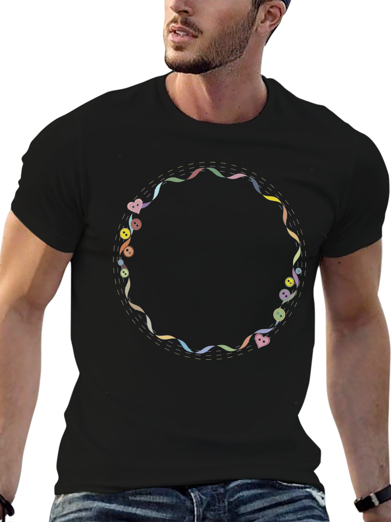 Novelty Graphic Print Black T-Shirt