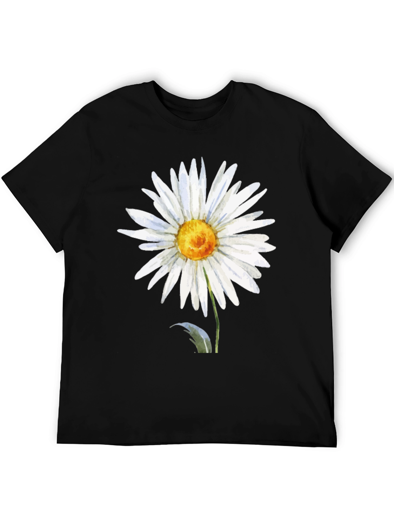Daisy Flower Graphic Tee - Black Casual T-Shirt