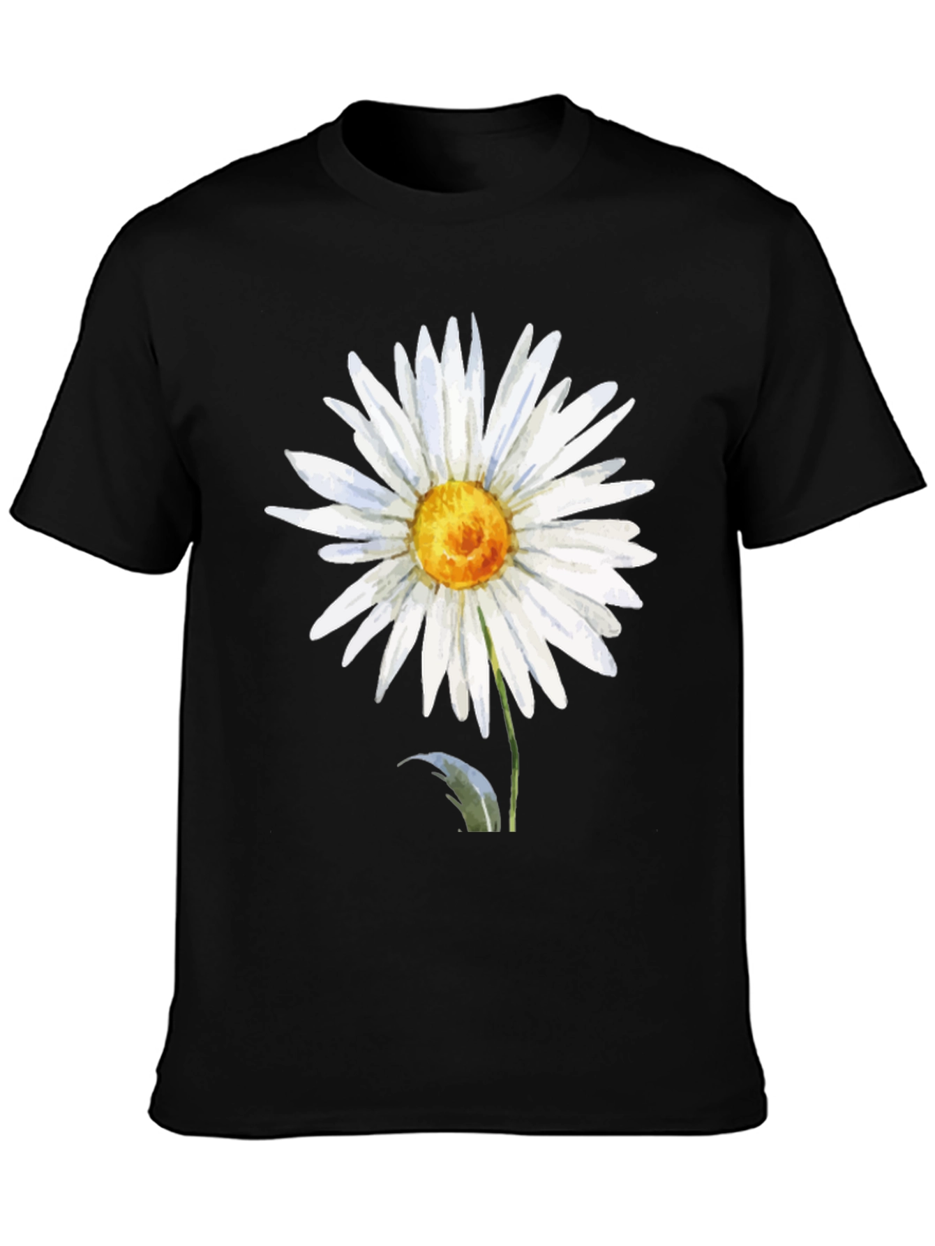 Daisy Flower Graphic Tee - Black Casual T-Shirt