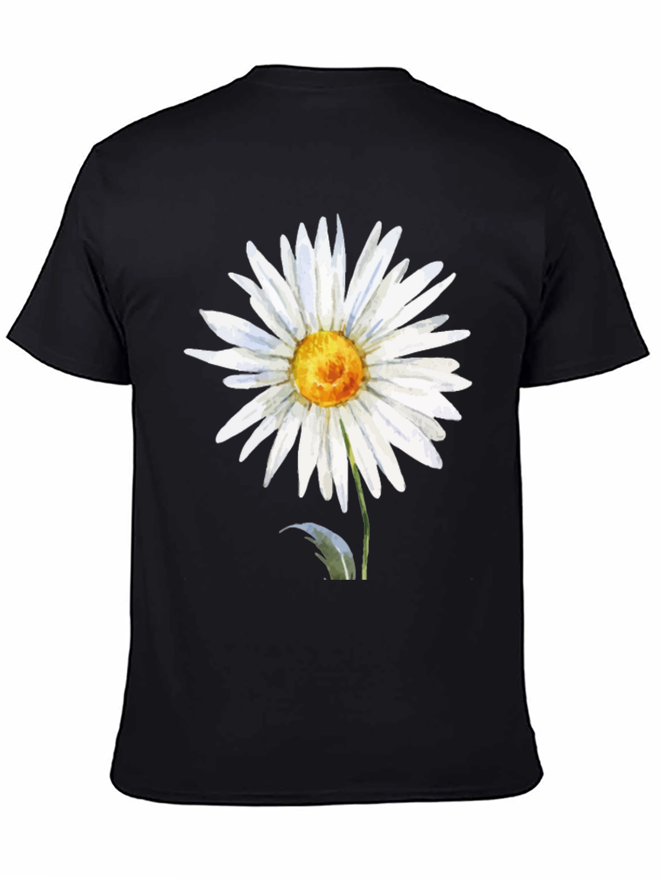 Daisy Flower Graphic Tee - Black Casual T-Shirt