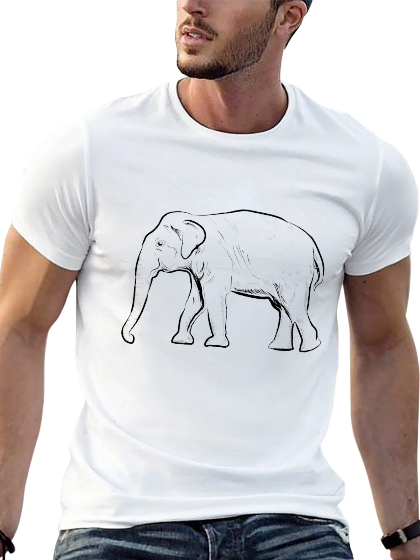 Elephant Graphic Print Black T-Shirt