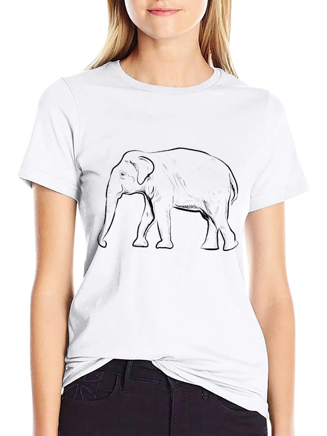 Elephant Graphic Print Black T-Shirt