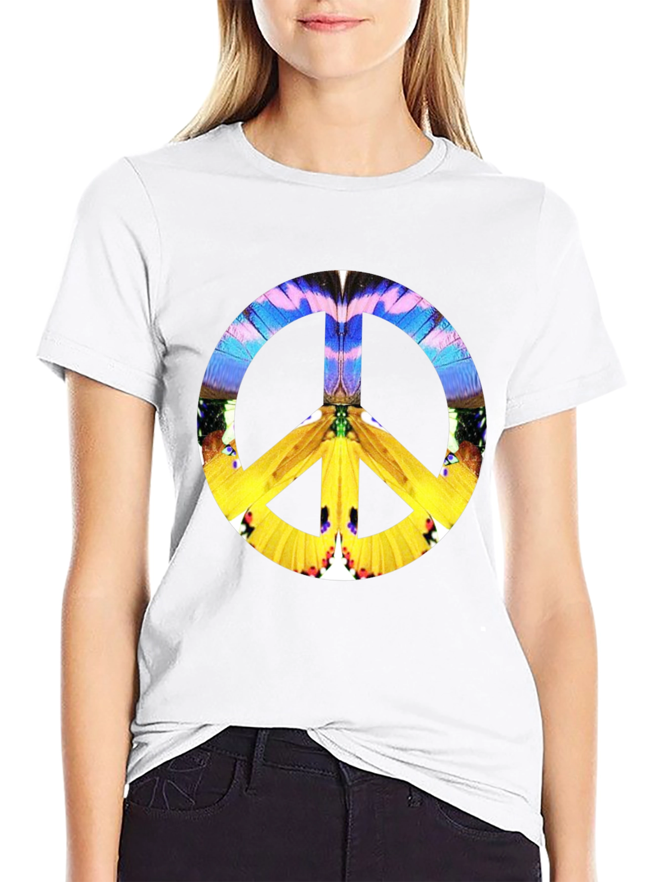 Peace Sign Graphic Black T-Shirt