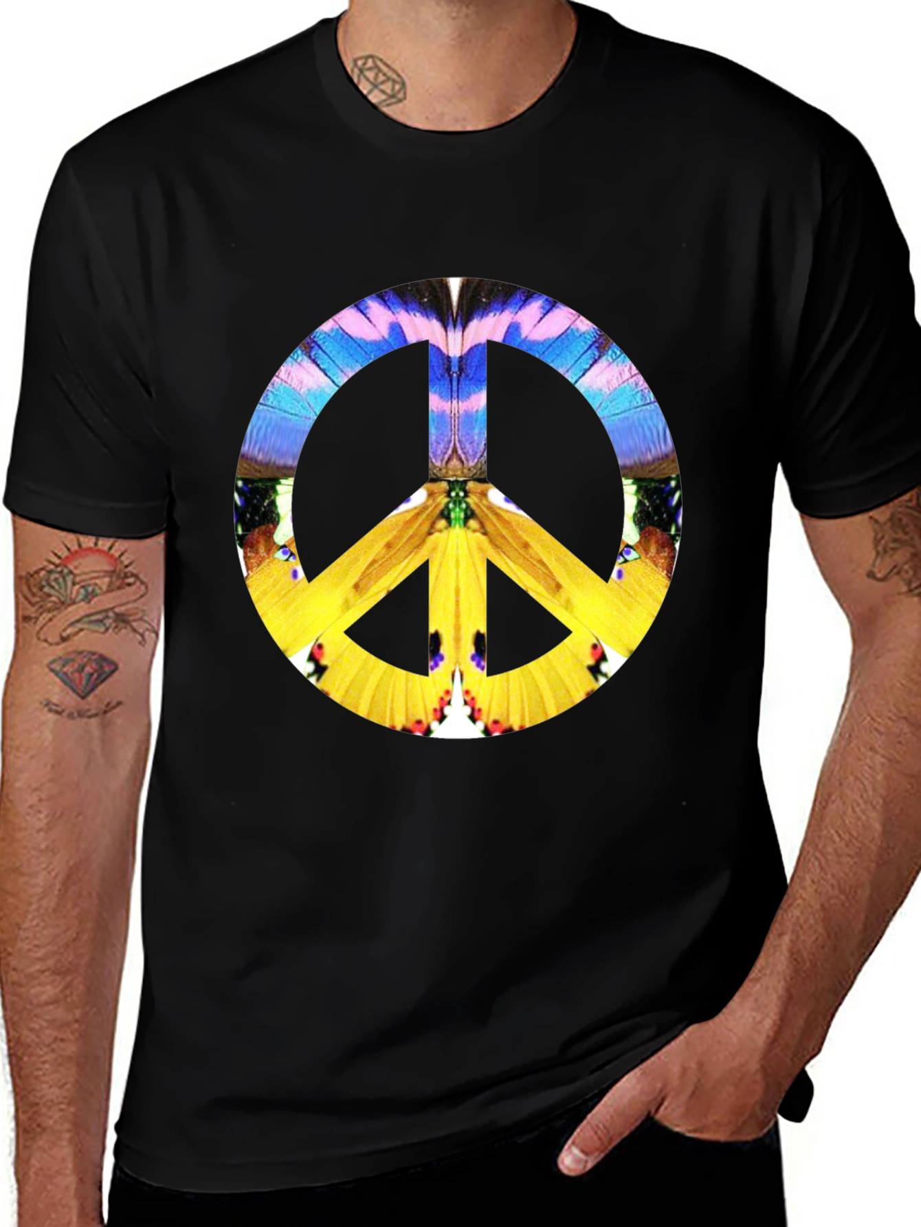 Peace Sign Graphic Black T-Shirt