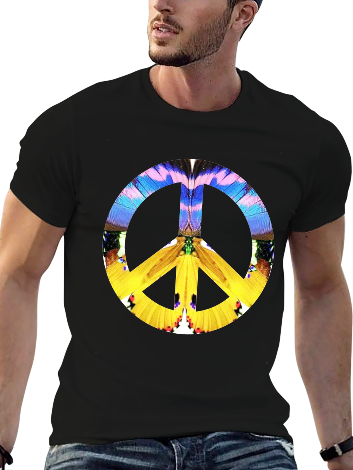 Peace Sign Graphic Black T-Shirt