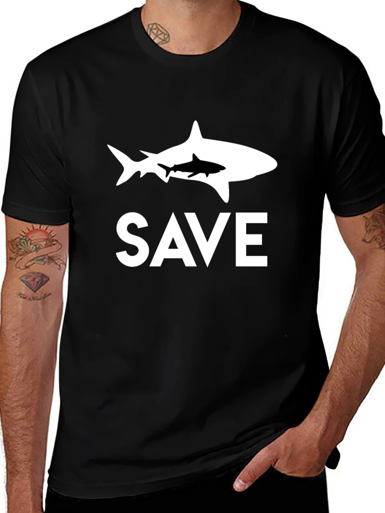 Save Sharks T-Shirt - Black Cotton Tee