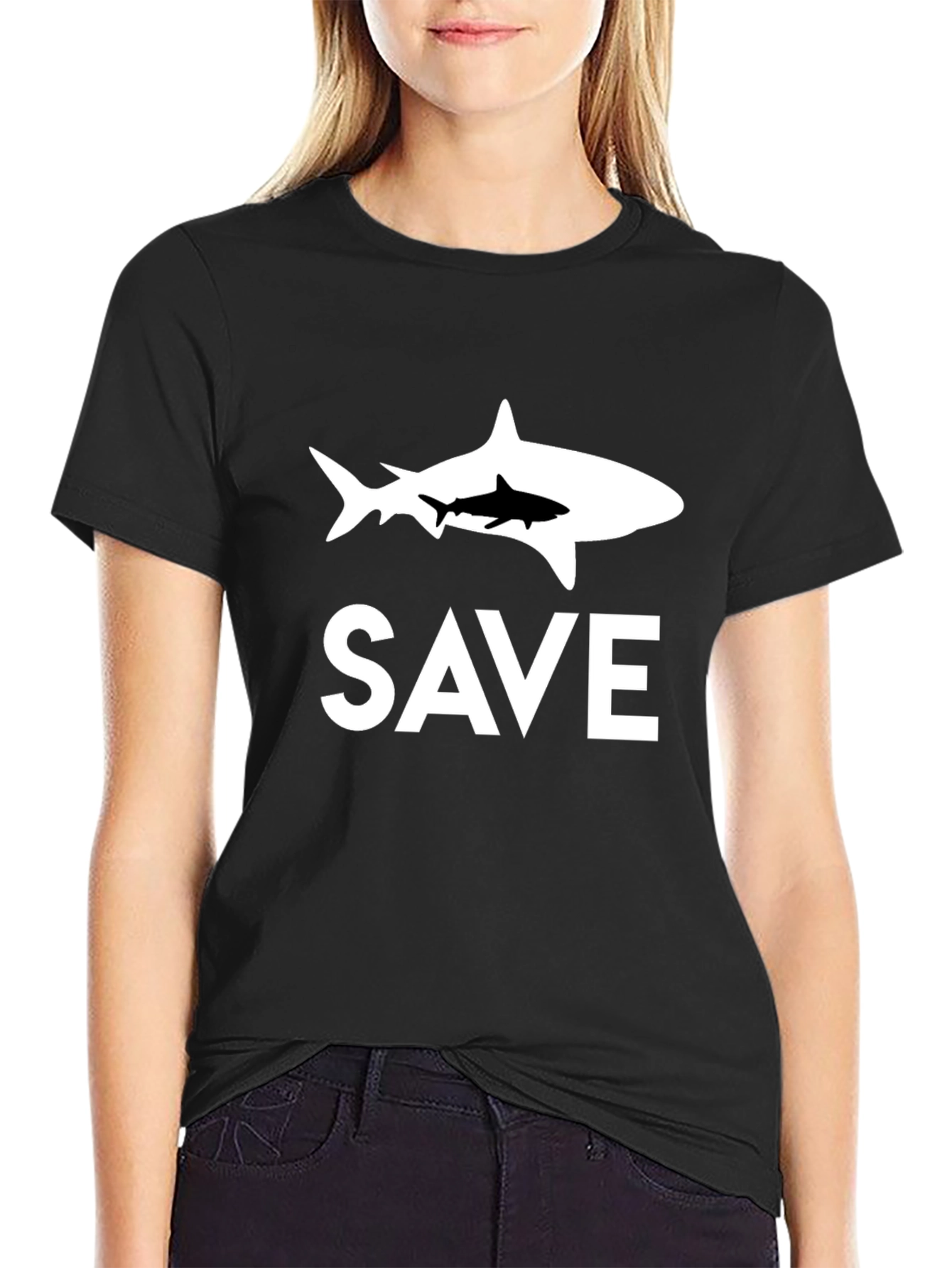 Save Sharks T-Shirt - Black Cotton Tee