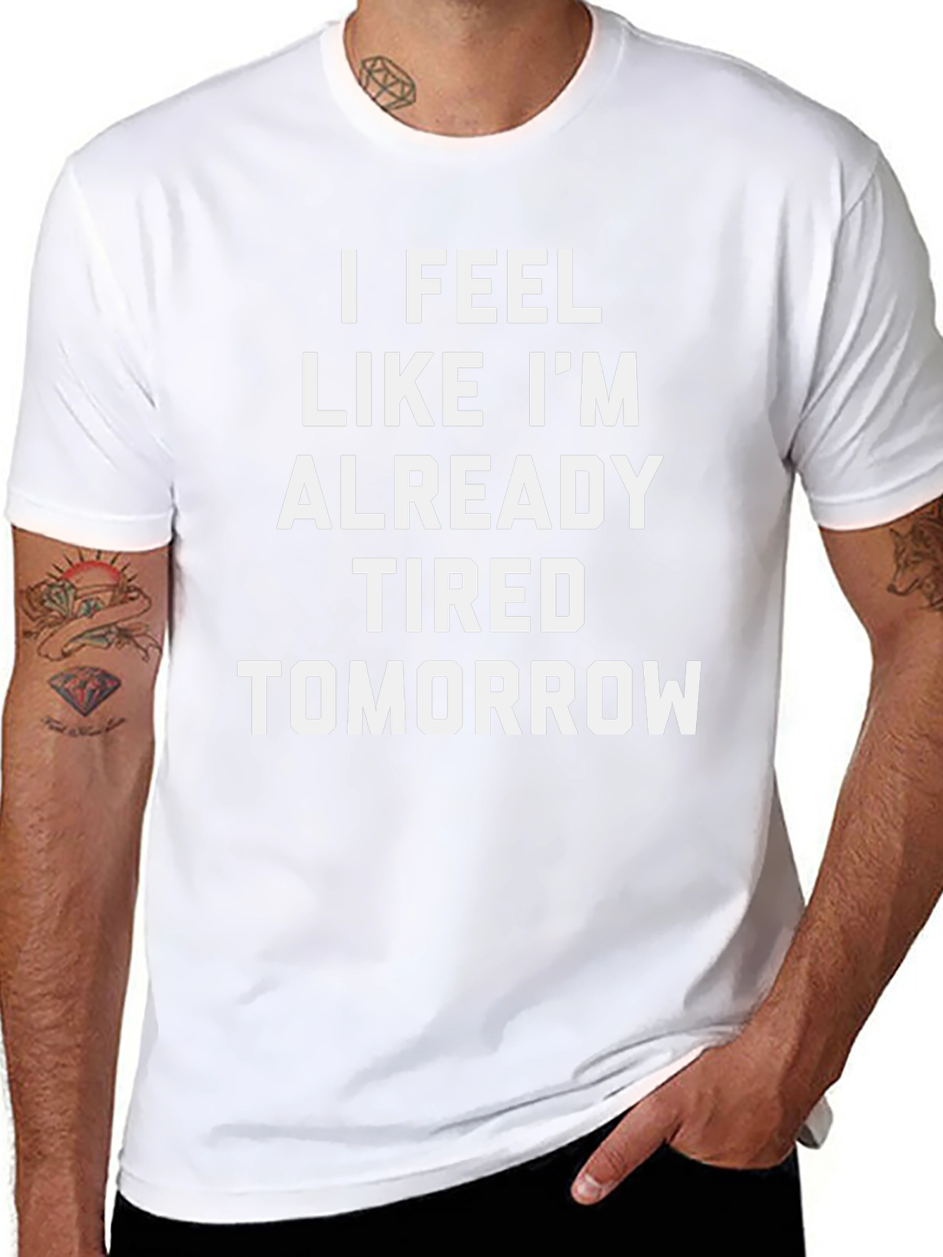 Funny Tired Tomorrow Black Graphic T-Shirt