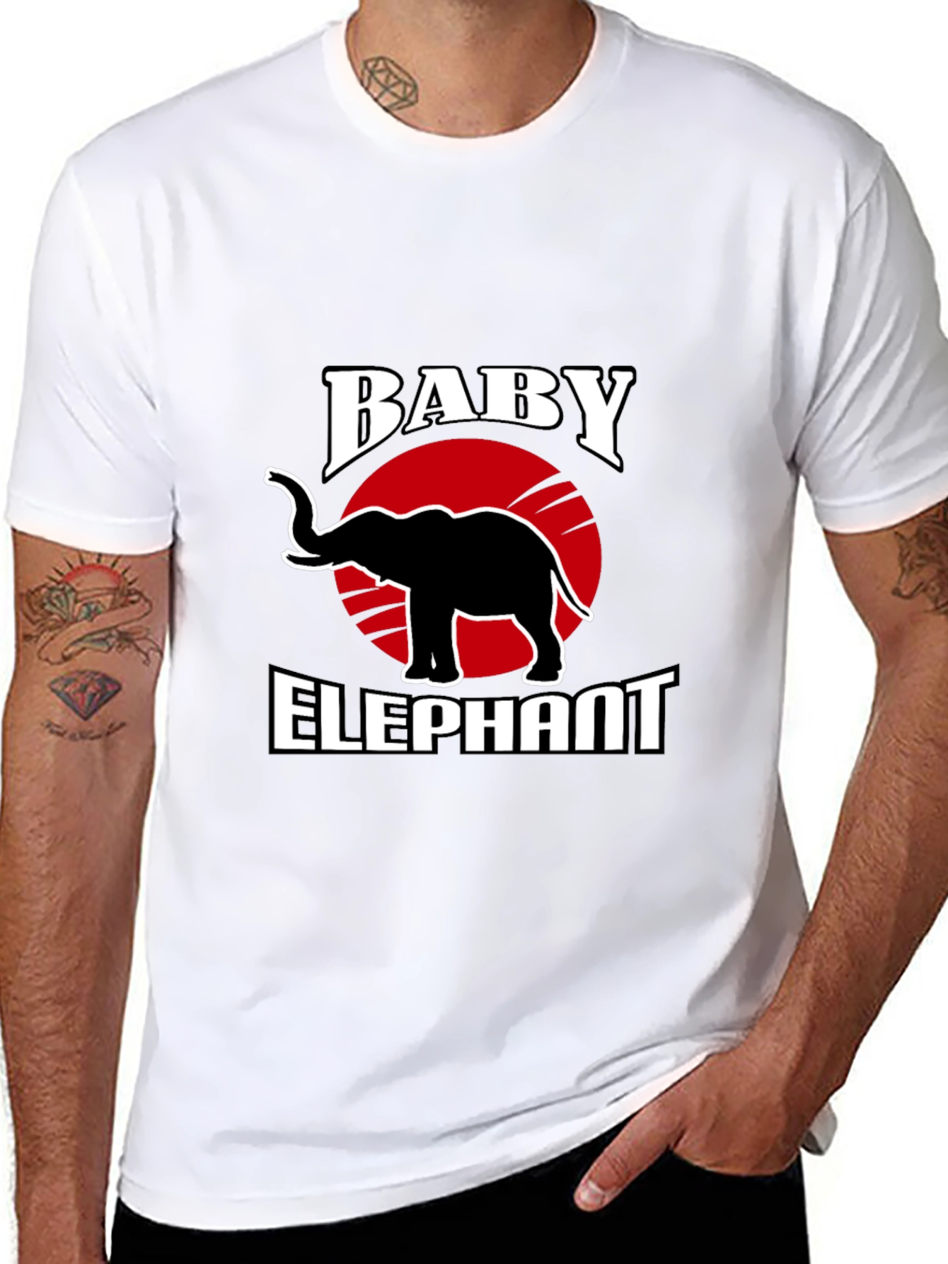 Baby Elephant Graphic Tee - Trendy Black T-Shirt