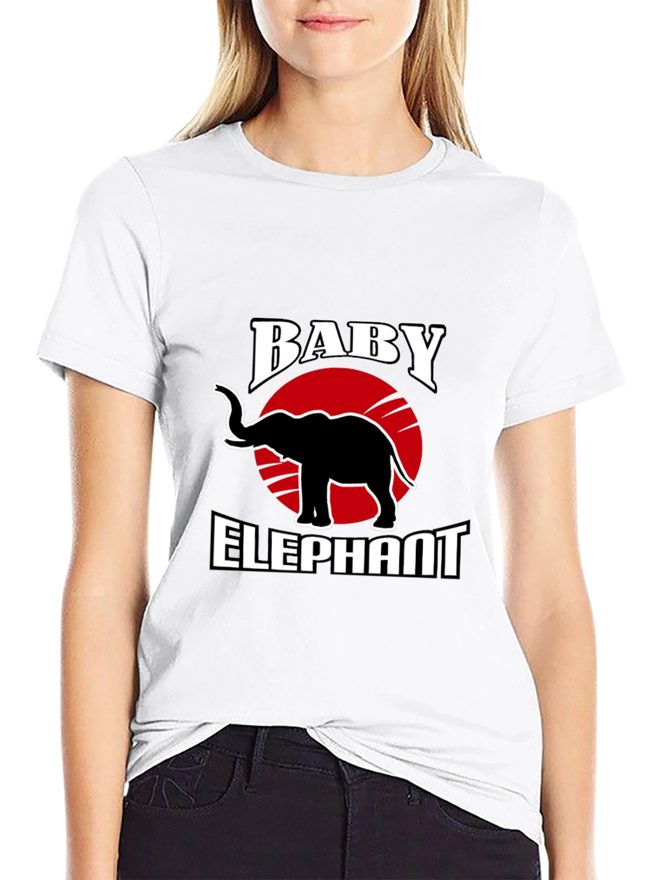 Baby Elephant Graphic Tee - Trendy Black T-Shirt