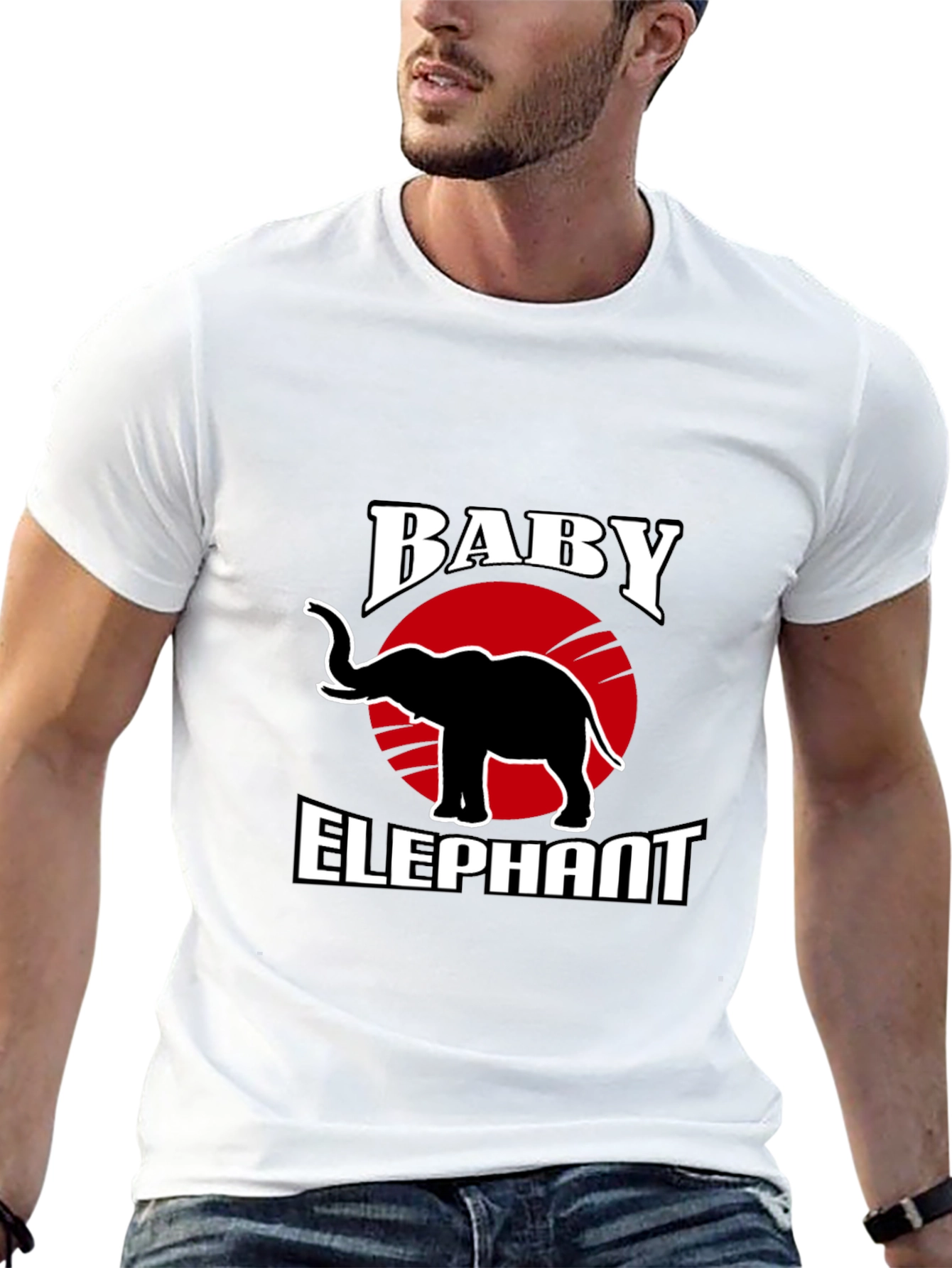 Baby Elephant Graphic Tee - Trendy Black T-Shirt