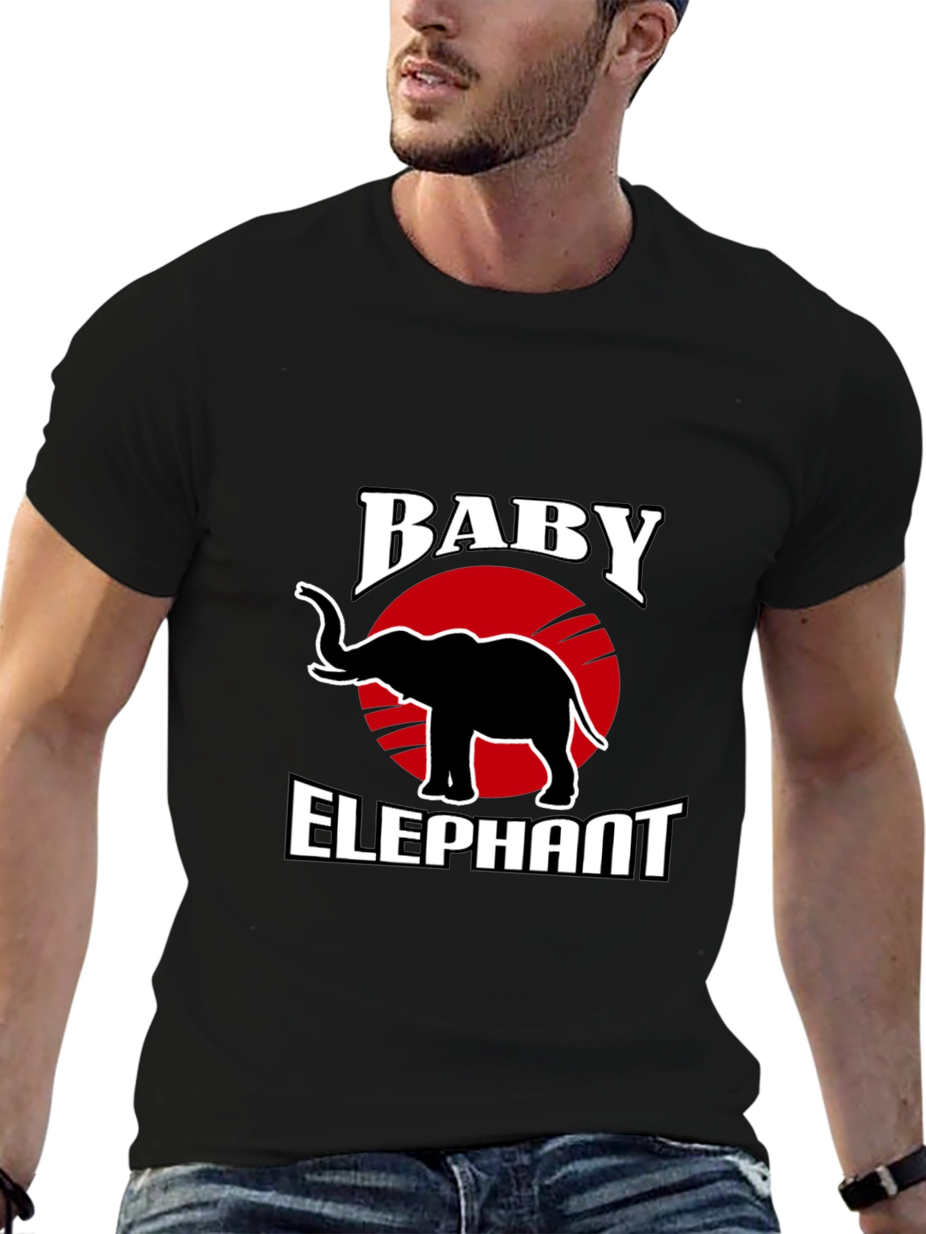 Baby Elephant Graphic Tee - Trendy Black T-Shirt
