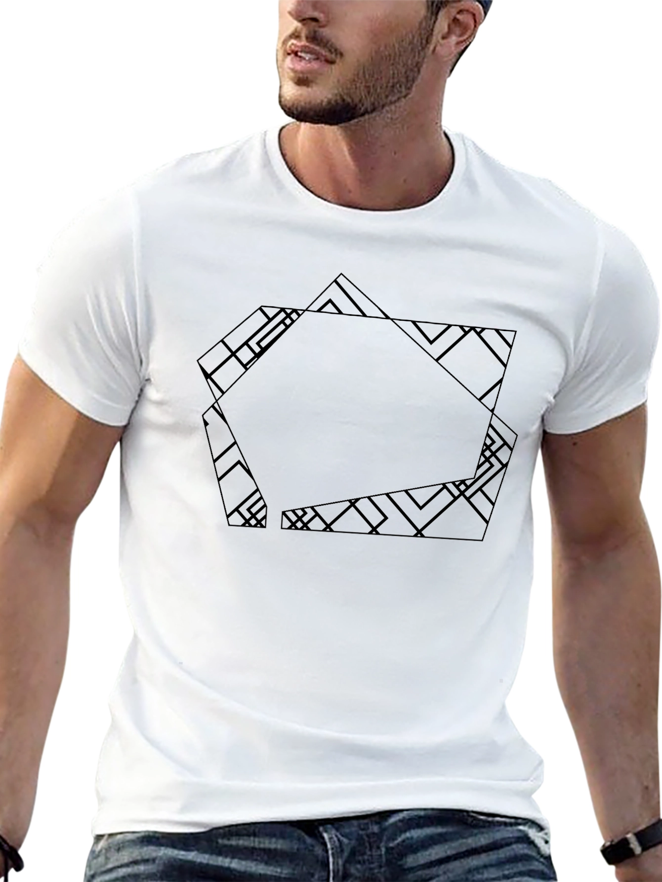 Abstract Geometric Tee - Modern Black Graphic T-Shirt