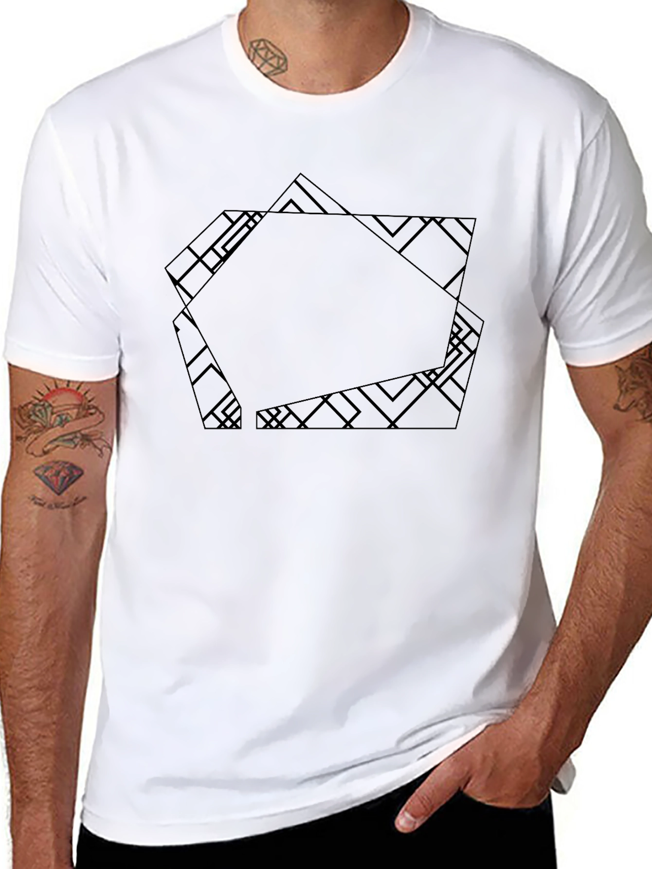 Abstract Geometric Tee - Modern Black Graphic T-Shirt