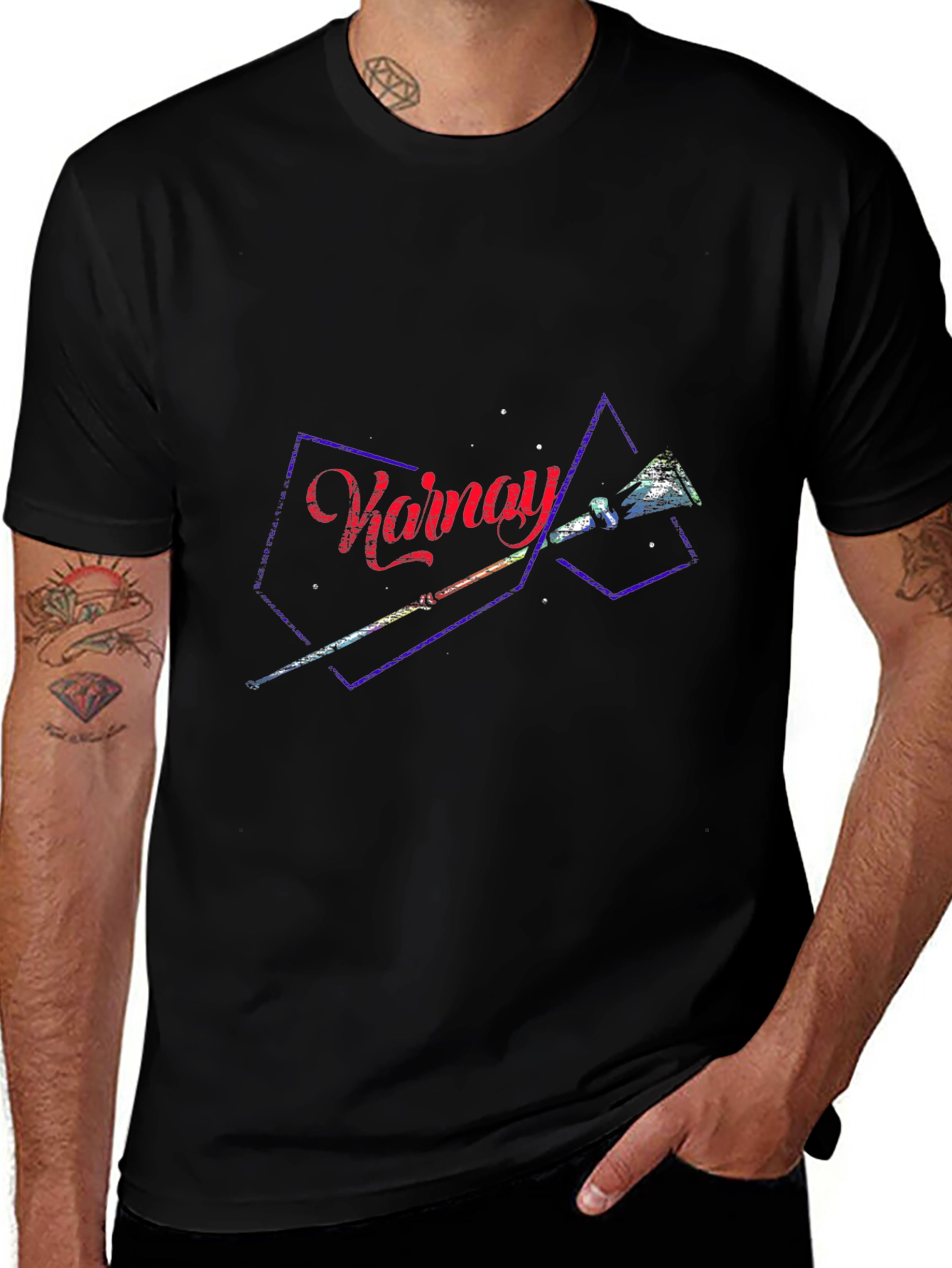 Stylish Black T-Shirt with Abstract Design