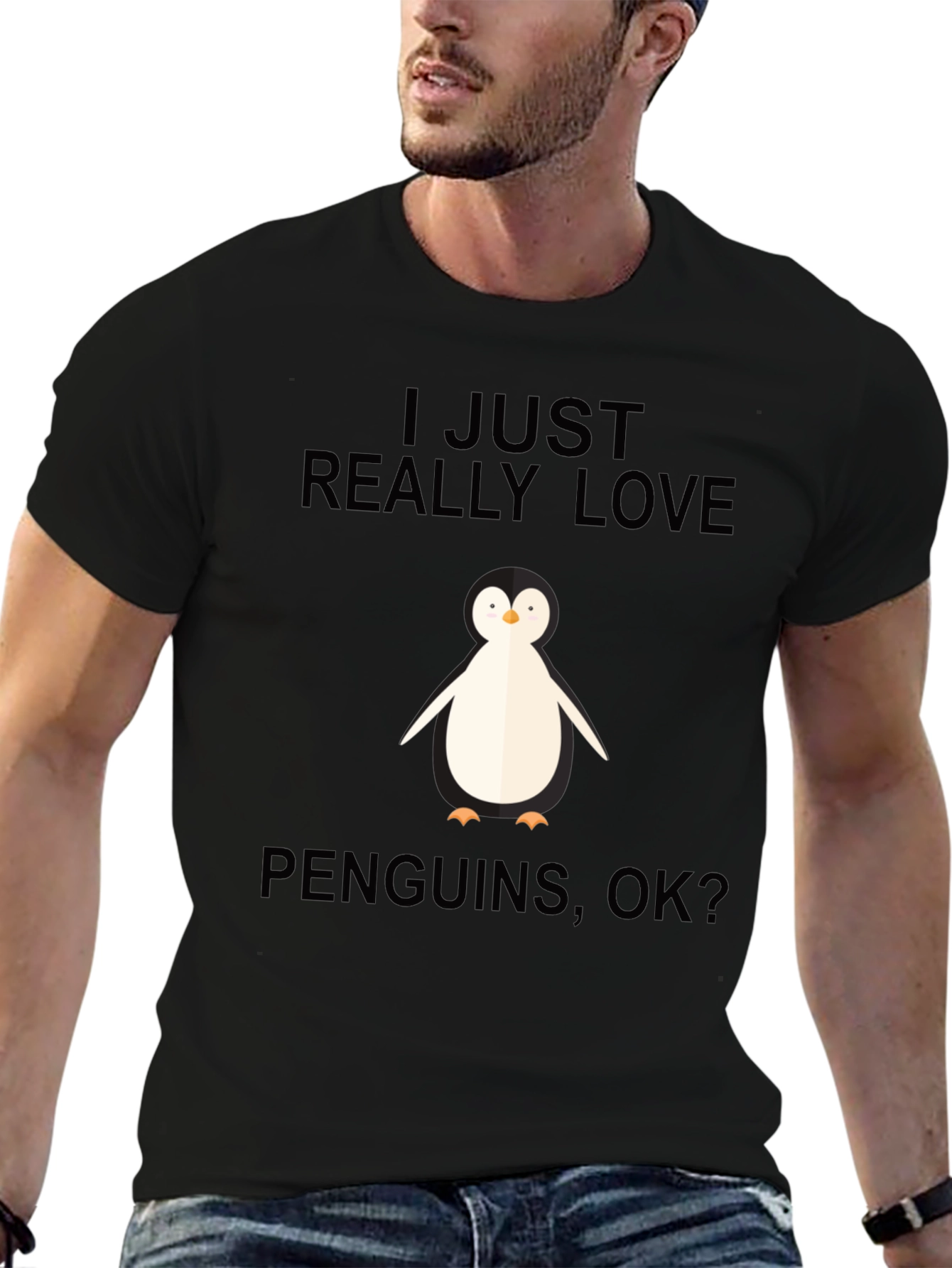 I Love Penguins Black Graphic Tee