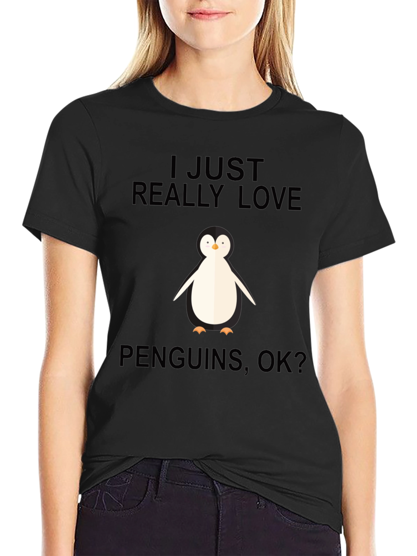 I Love Penguins Black Graphic Tee