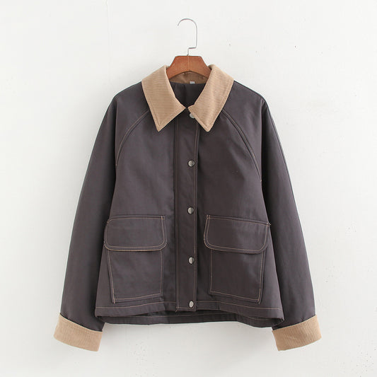 Splicing washed pocket embellishment thin jacket