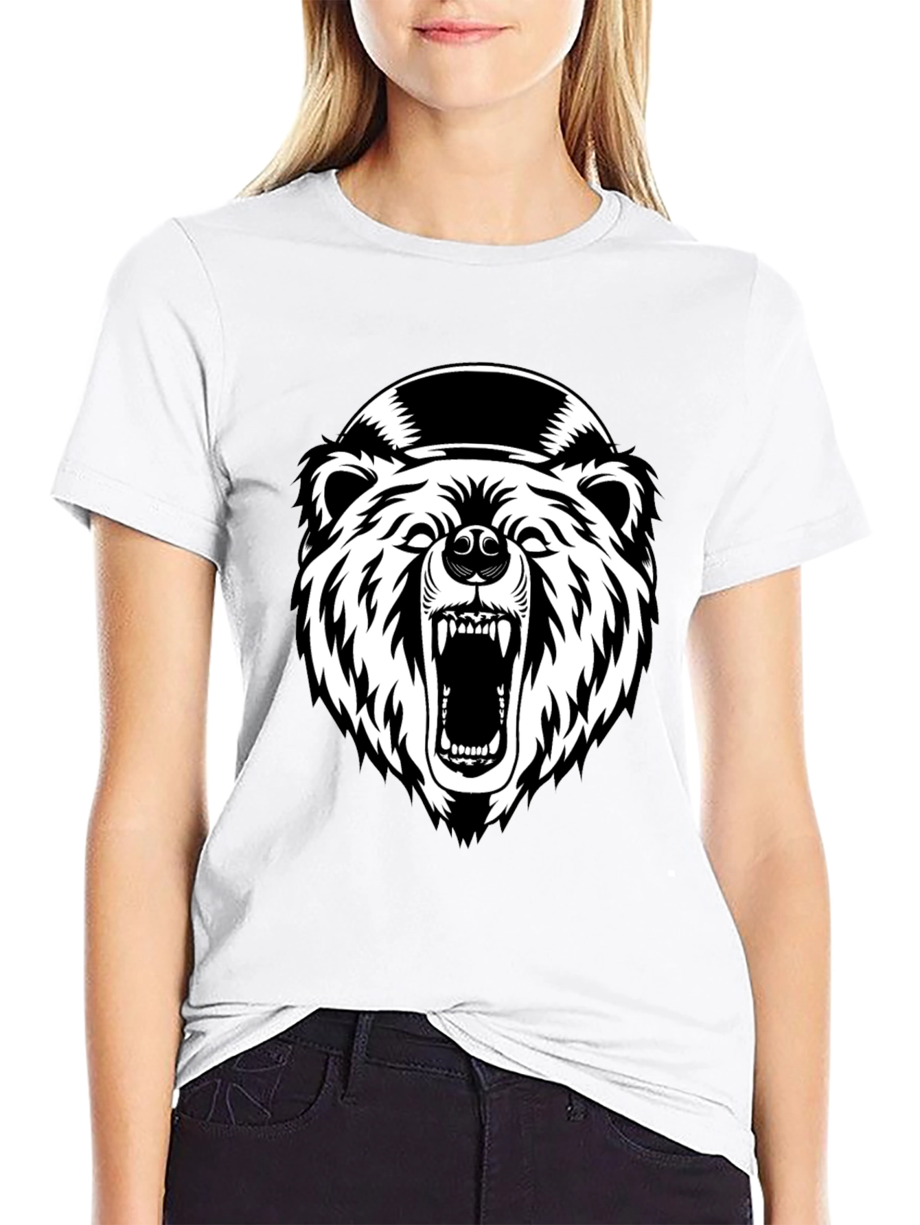 Mens Black Bear Graphic T-Shirt