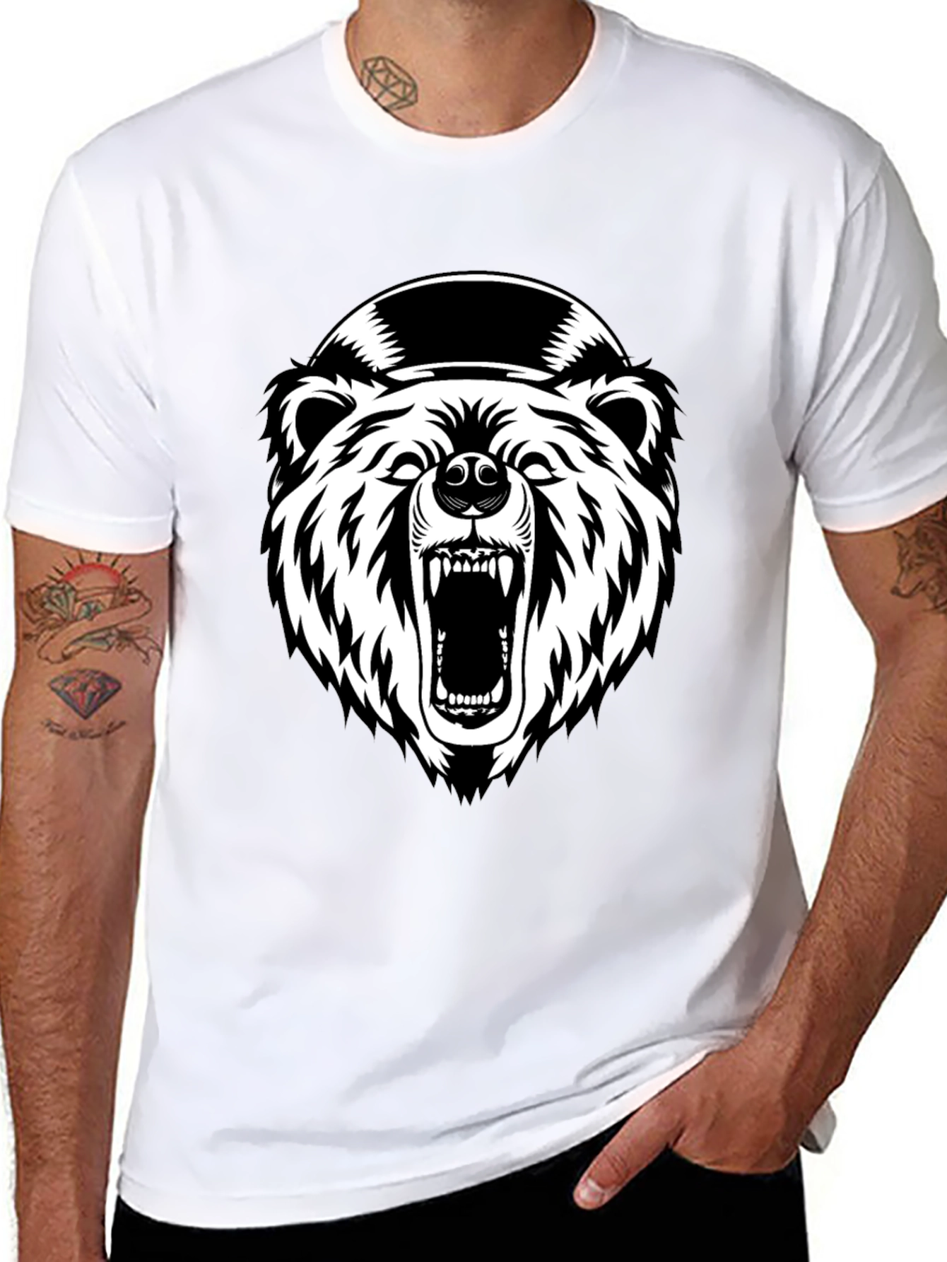 Mens Black Bear Graphic T-Shirt