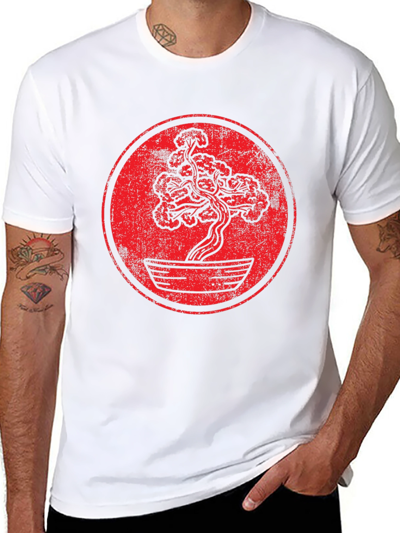 Bonsai Tree Graphic T-Shirt - Distressed Style