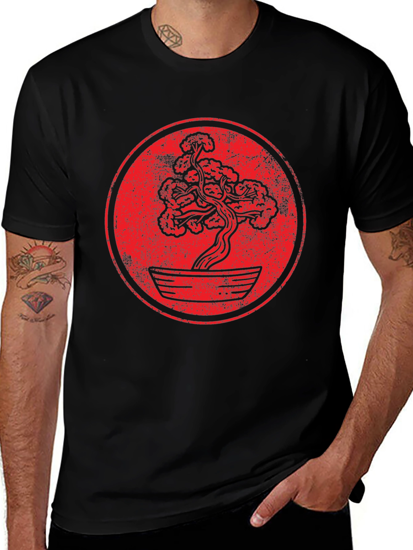 Bonsai Tree Graphic T-Shirt - Distressed Style