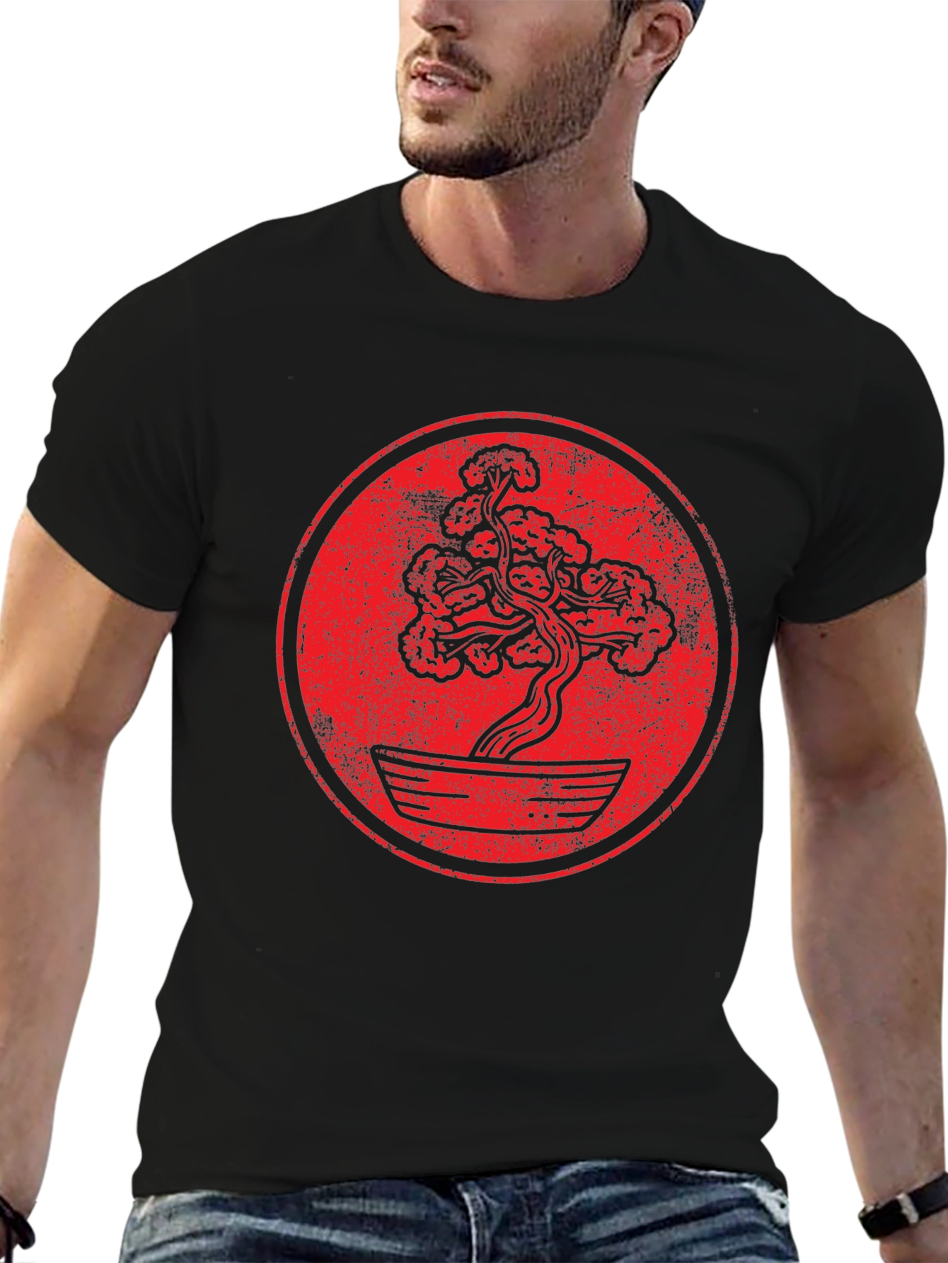 Bonsai Tree Graphic T-Shirt - Distressed Style