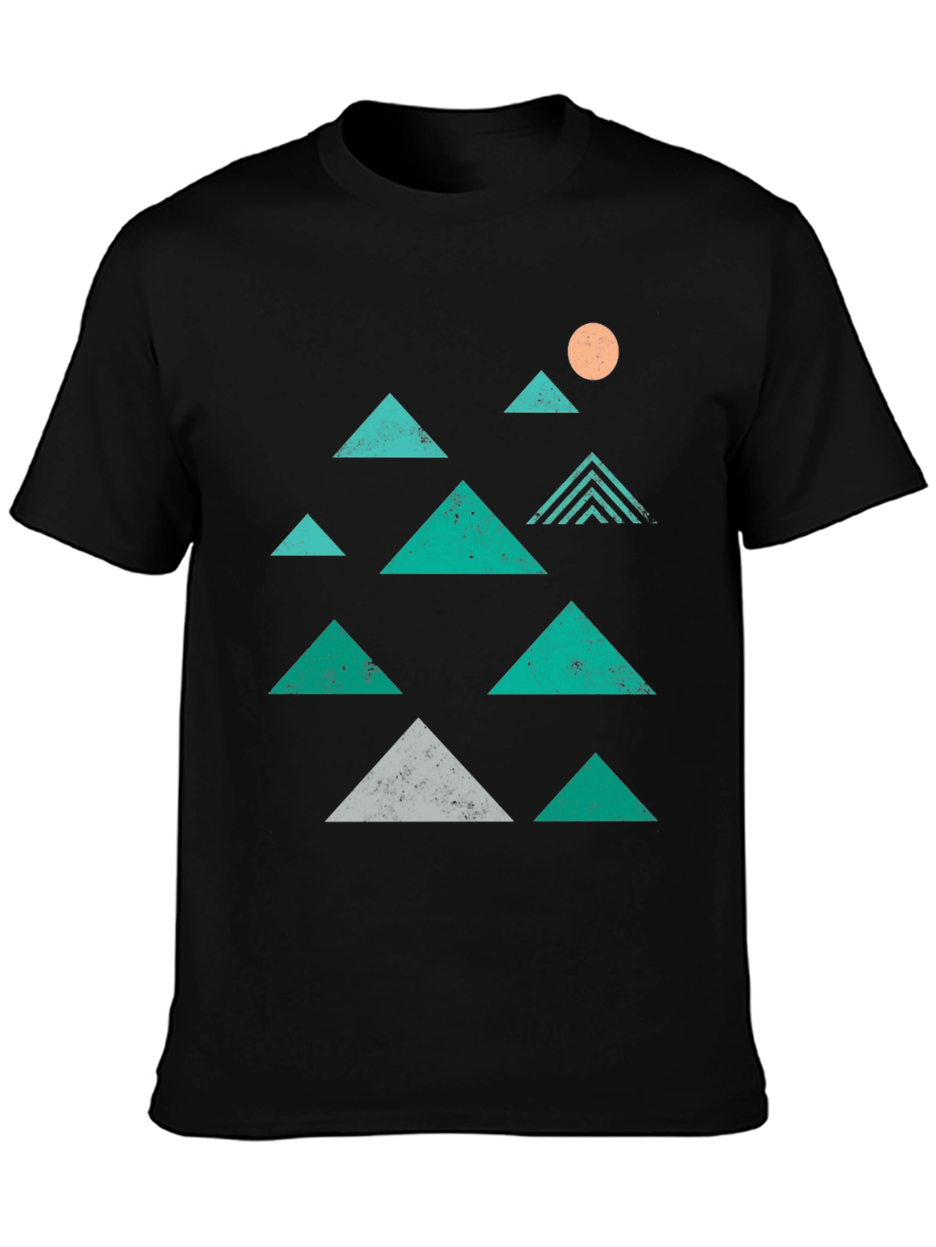 Geometric Mountain Graphic Tee - Black Cotton T-Shirt