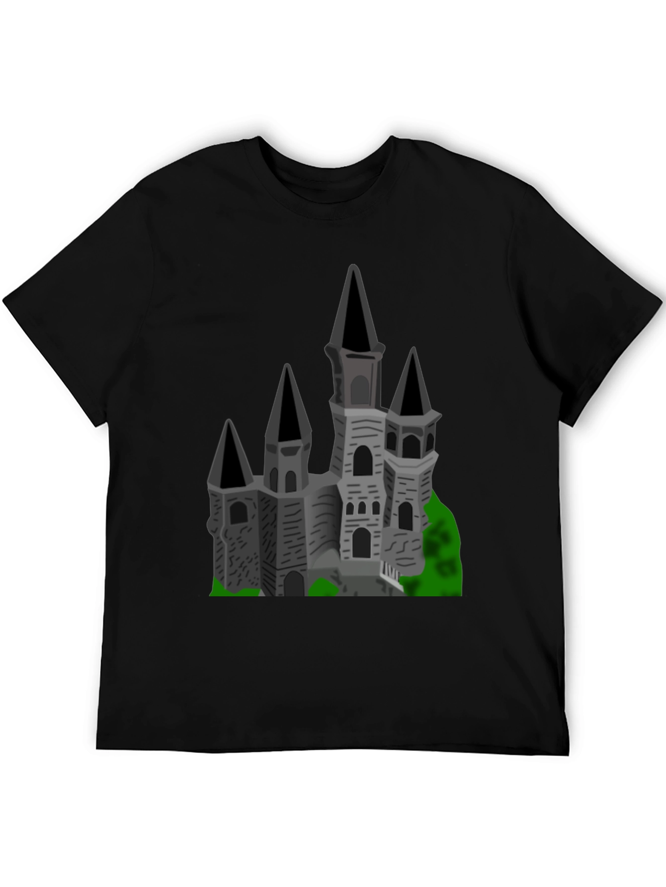 Gothic Castle Graphic Tee - Black Cotton T-Shirt