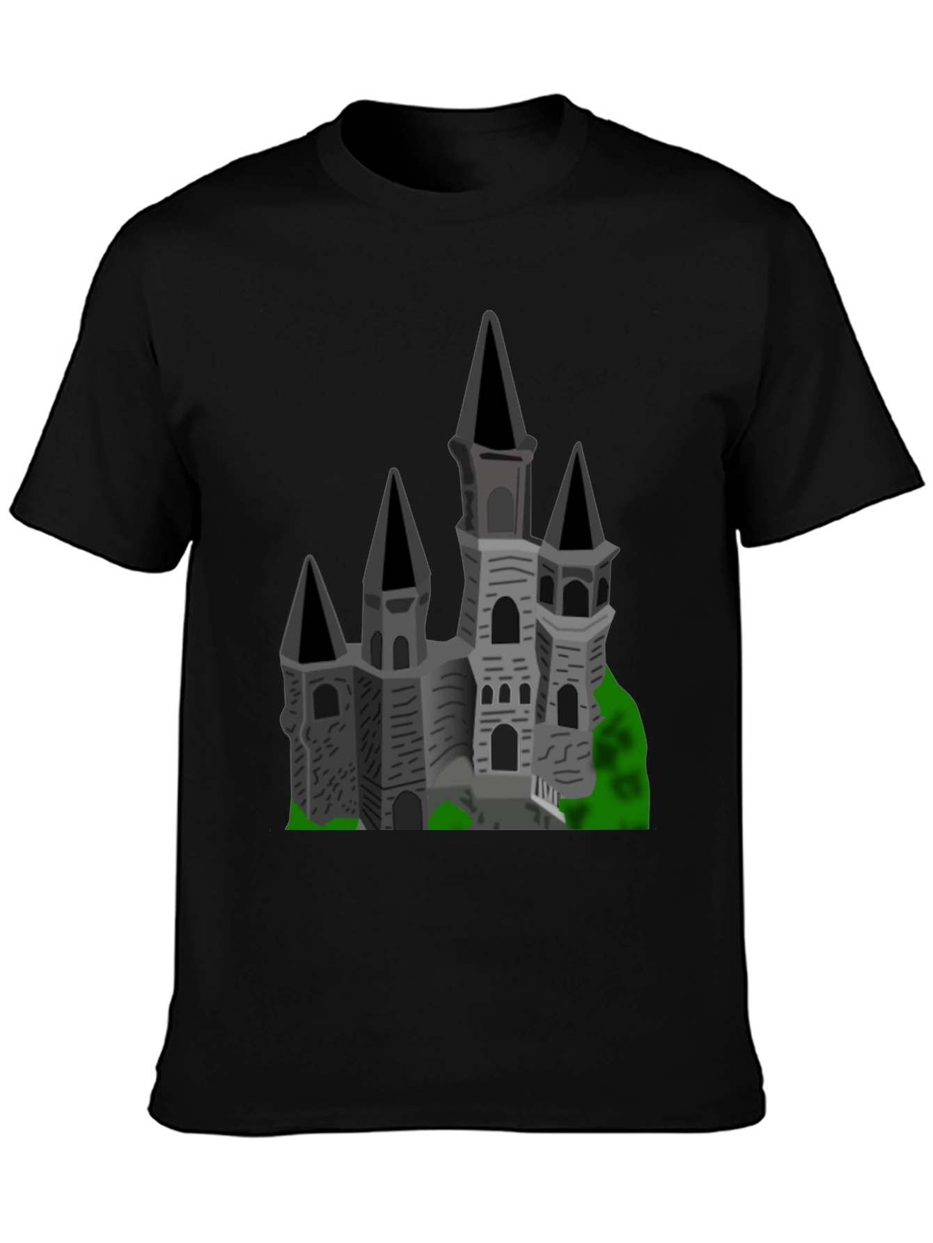 Gothic Castle Graphic Tee - Black Cotton T-Shirt