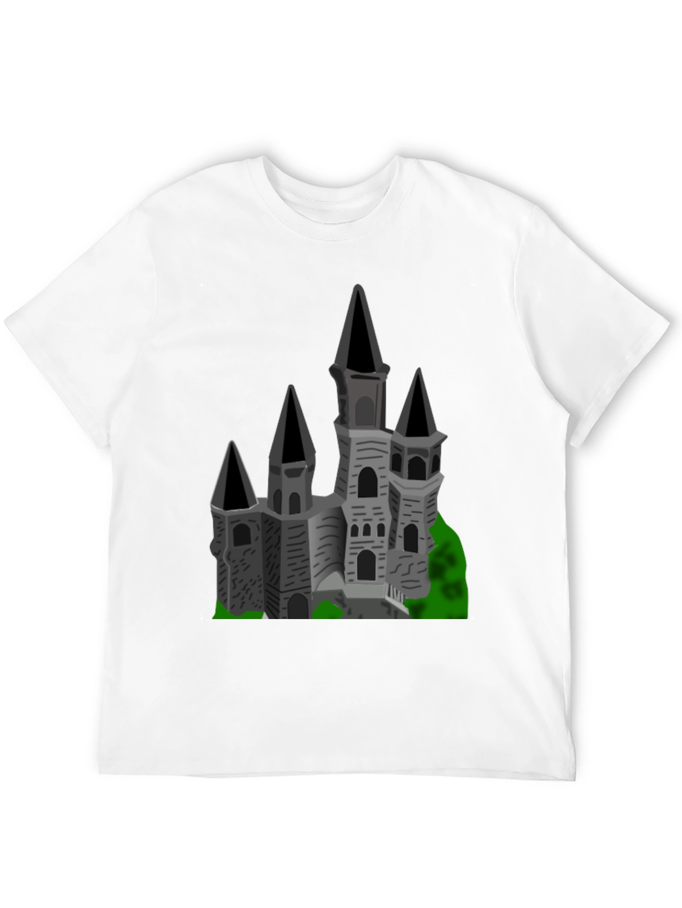 Gothic Castle Graphic Tee - Black Cotton T-Shirt