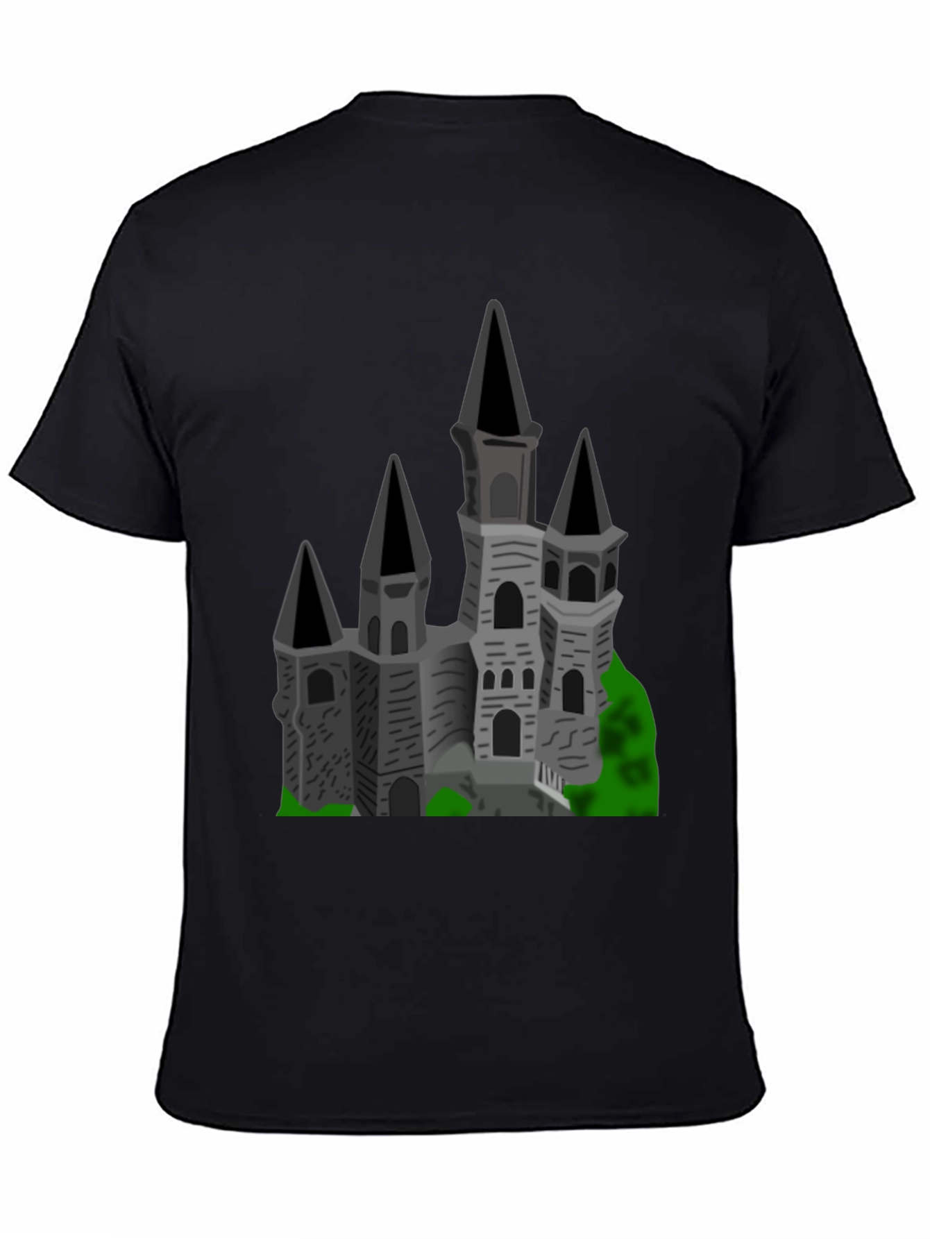 Gothic Castle Graphic Tee - Black Cotton T-Shirt