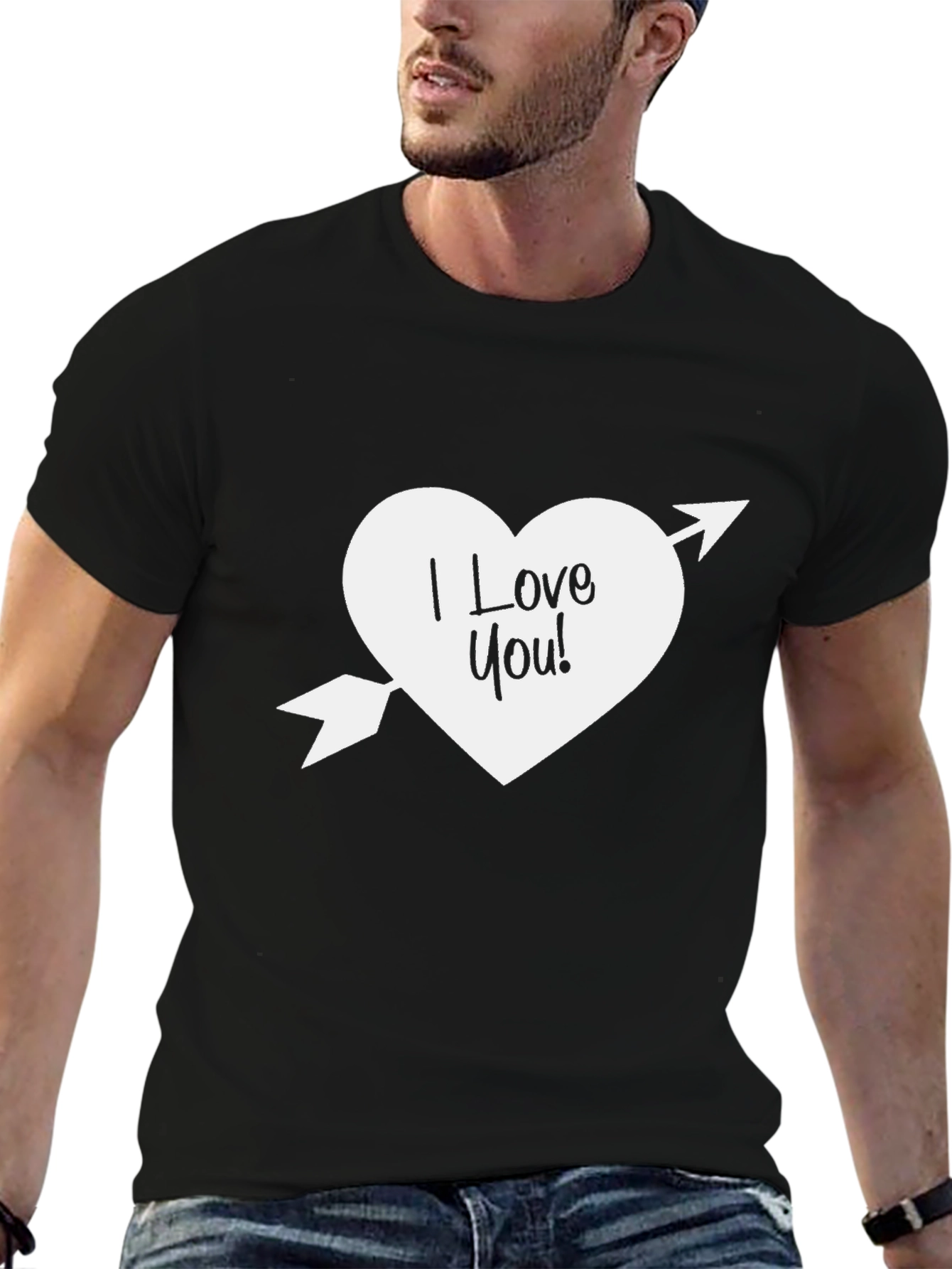 I Love You Heart Arrow Graphic Tee - Black
