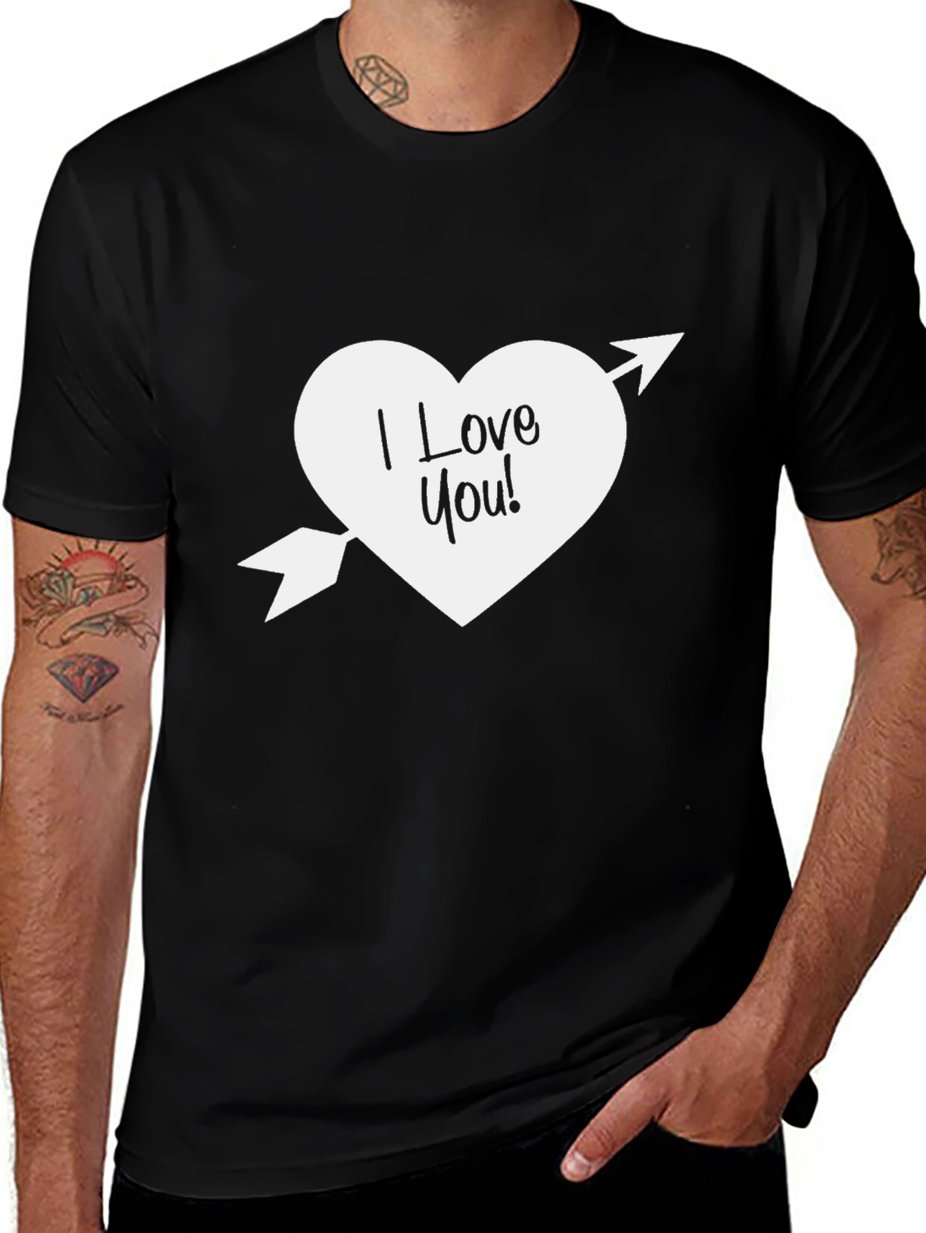 I Love You Heart Arrow Graphic Tee - Black
