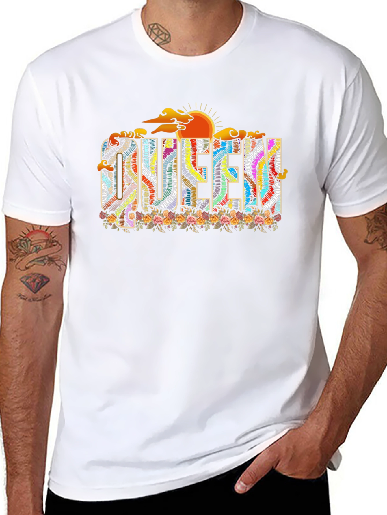 Queen Floral Graphic Black T-Shirt