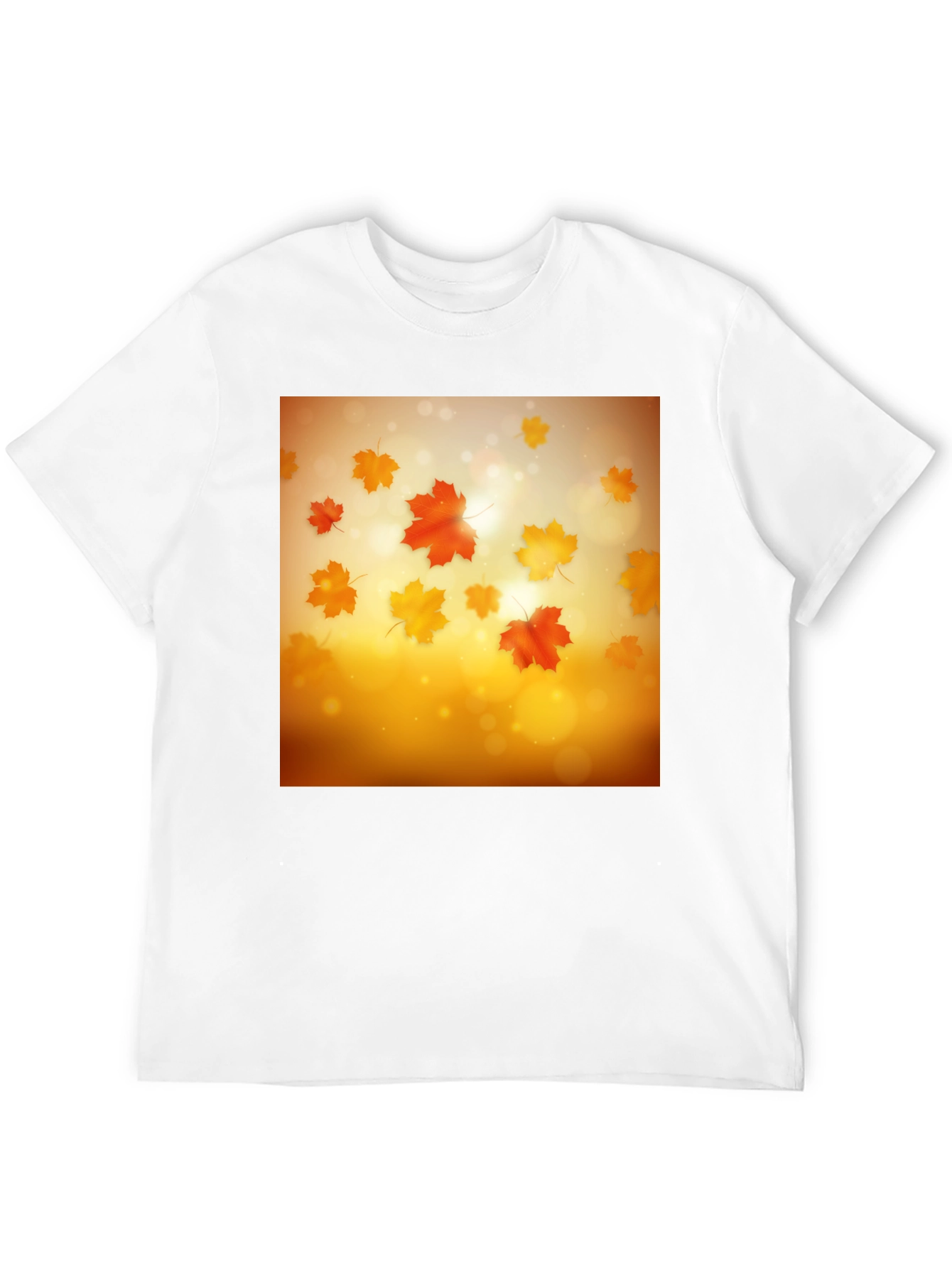 Autumn Leaves Graphic Tee - Black Cotton T-Shirt
