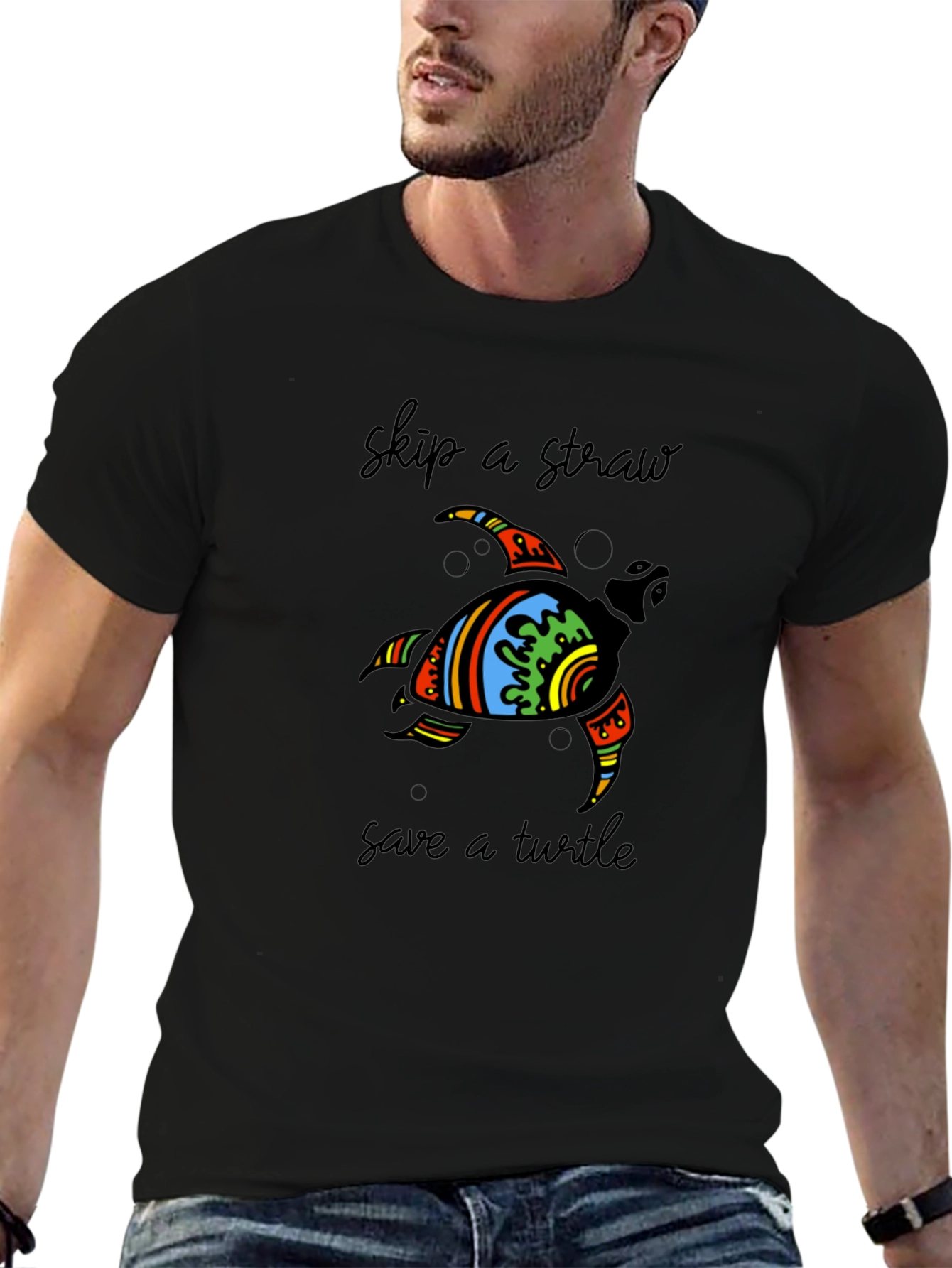 Save the Turtle Graphic Tee - Black