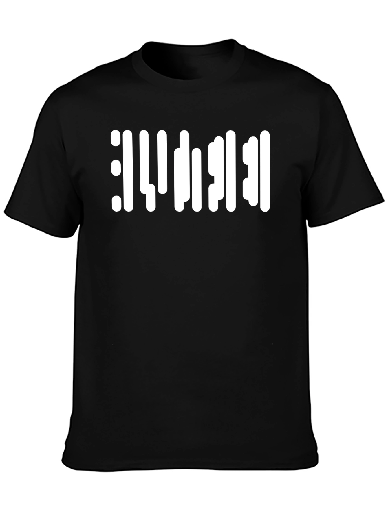 Abstract White Barcode Style Graphic T-Shirt