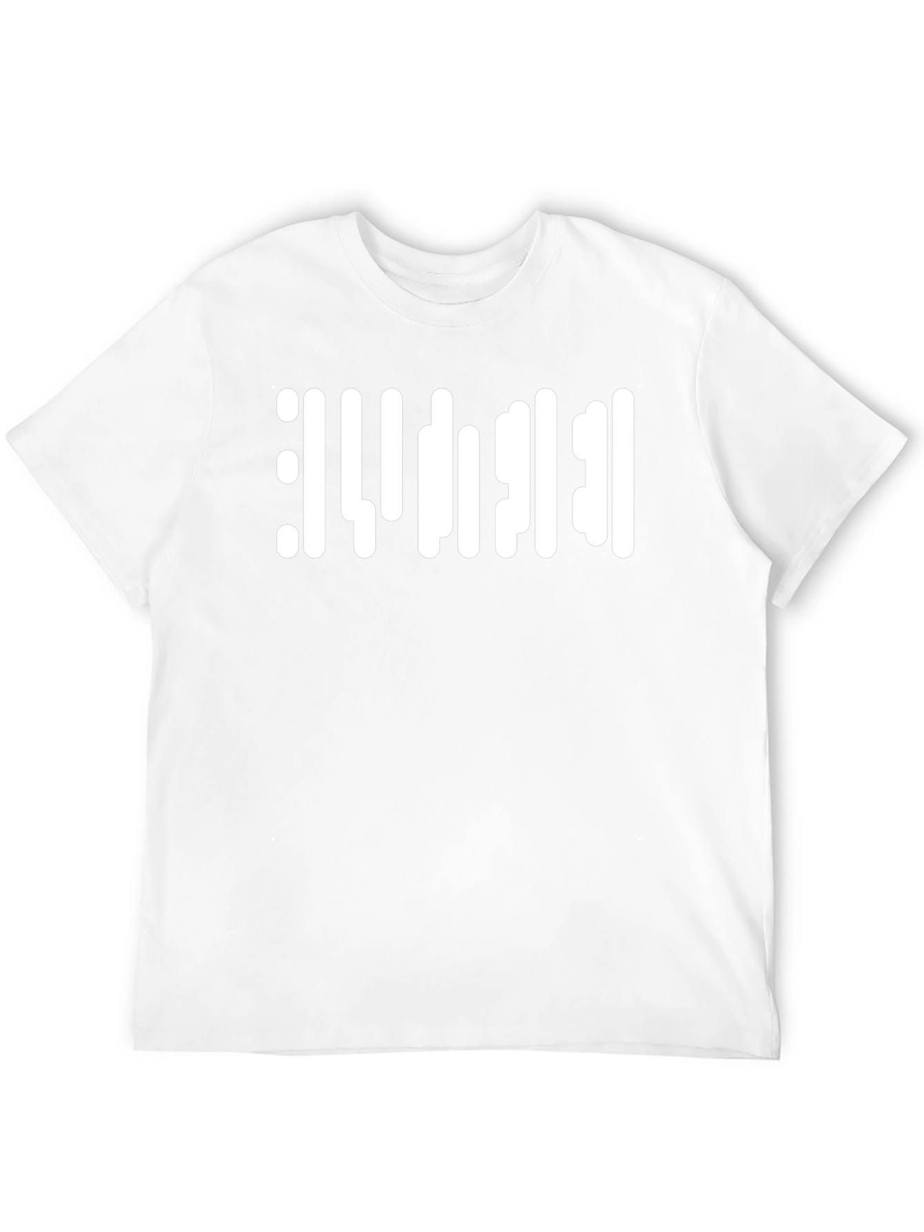 Abstract White Barcode Style Graphic T-Shirt