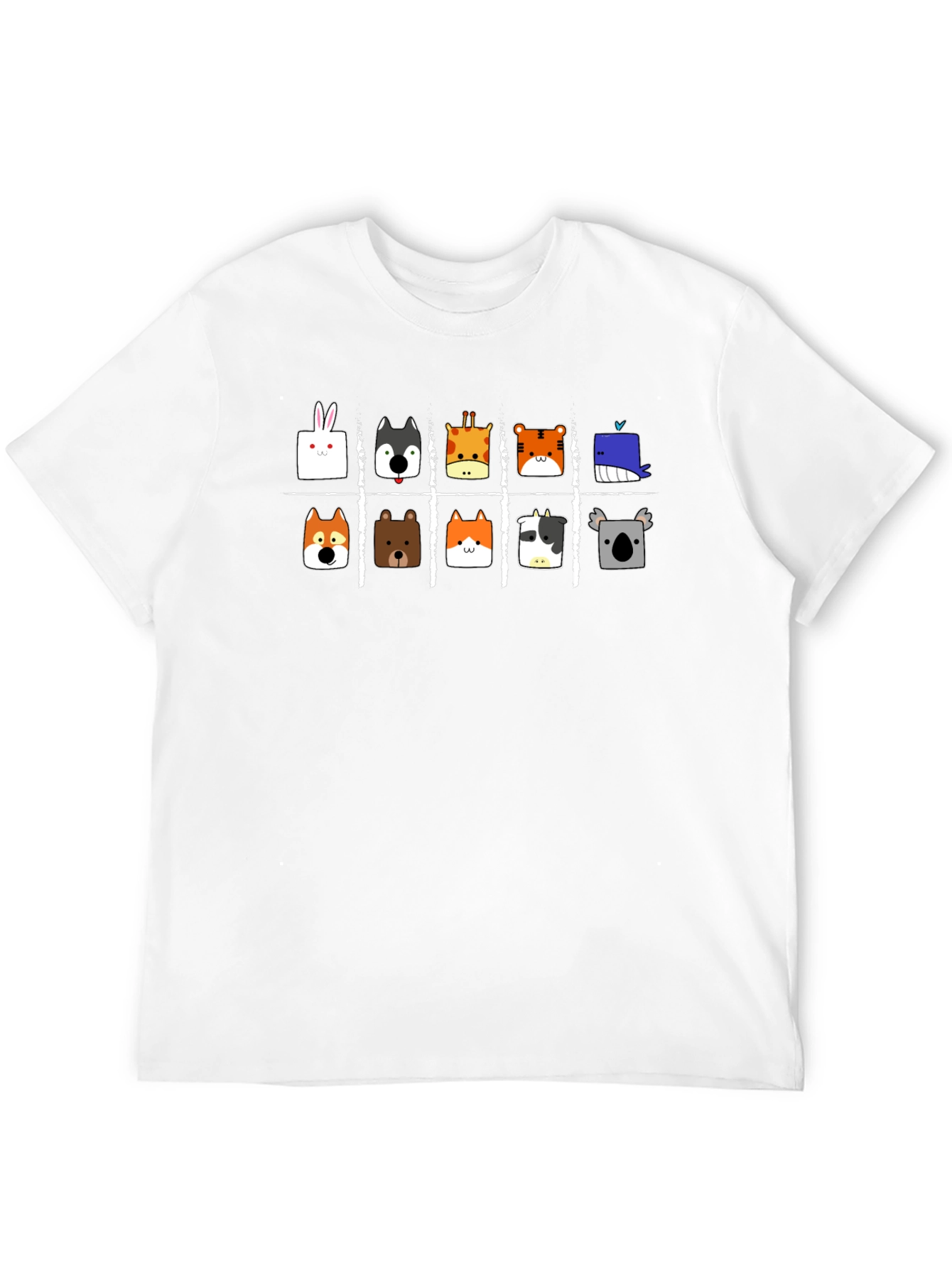 Animal Faces Tic-Tac-Toe Black T-Shirt