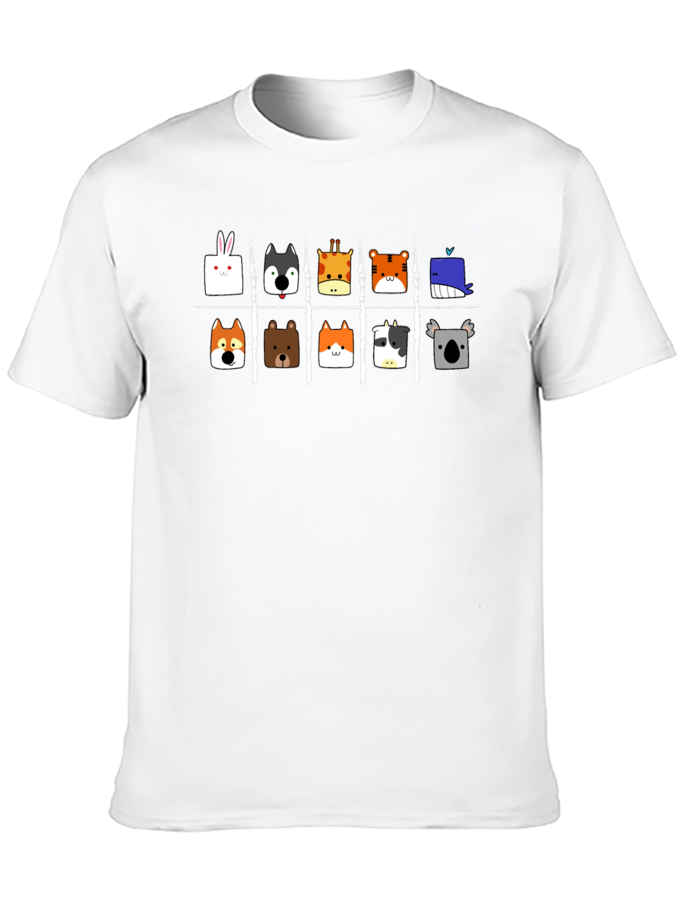 Animal Faces Tic-Tac-Toe Black T-Shirt