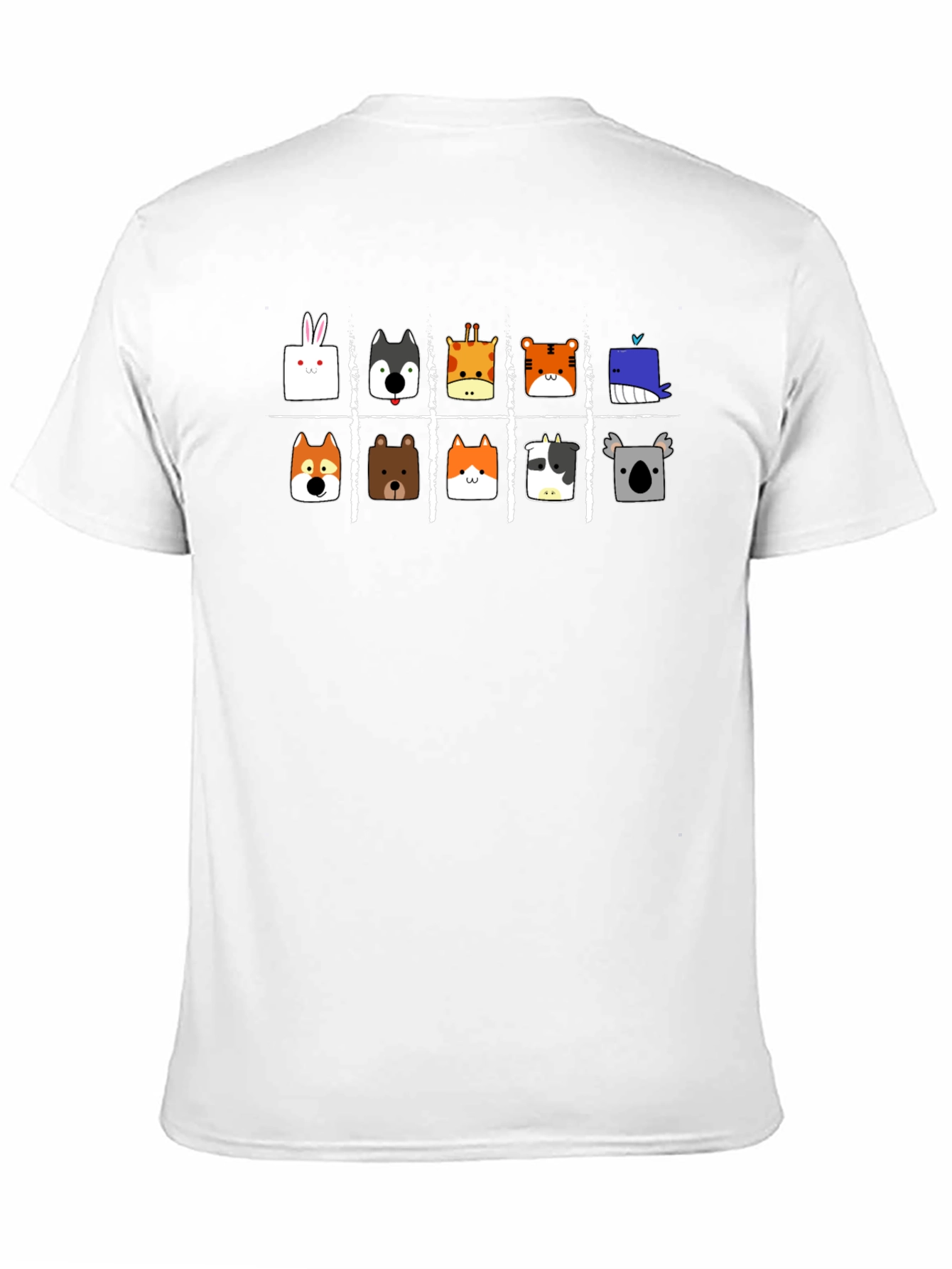 Animal Faces Tic-Tac-Toe Black T-Shirt