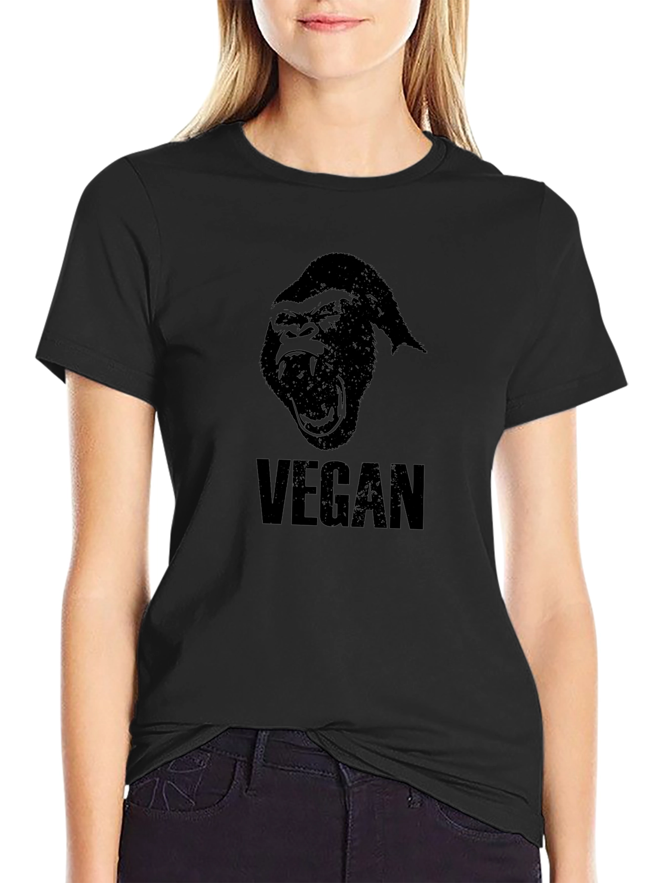 Vegan Gorilla Graphic T-Shirt - Black