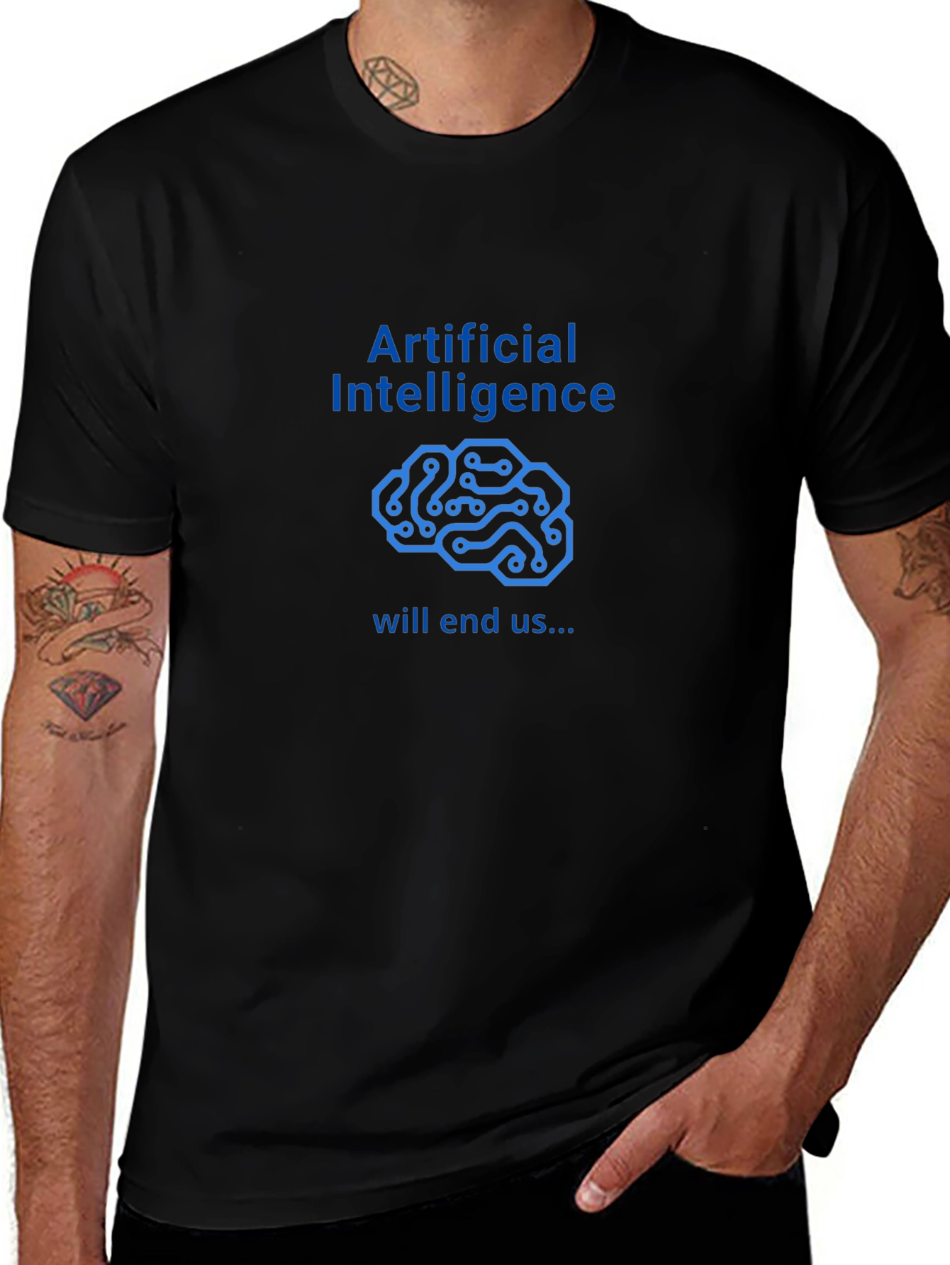 AI Will End Us Graphic Tee - Black T-Shirt