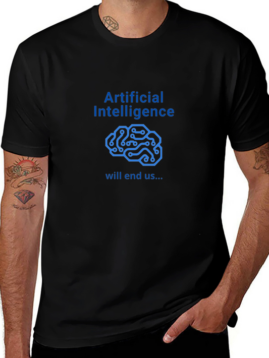 AI Will End Us Graphic Tee - Black T-Shirt
