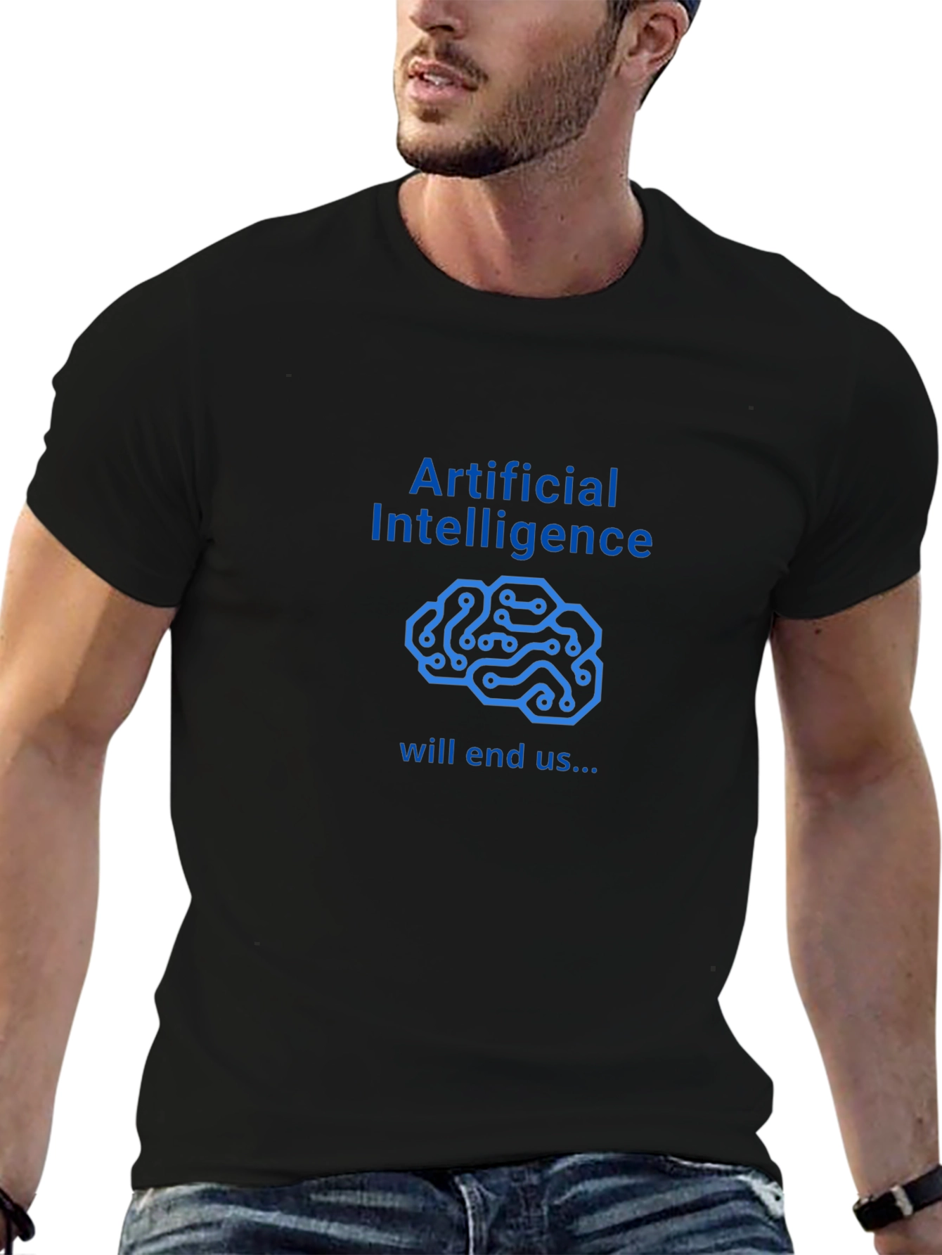 AI Will End Us Graphic Tee - Black T-Shirt