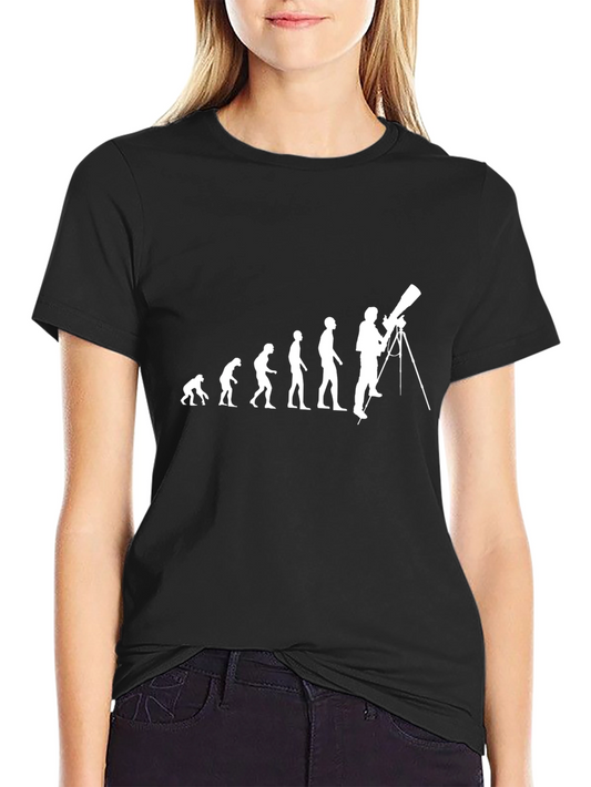 Evolution of Stargazing Black Graphic T-Shirt