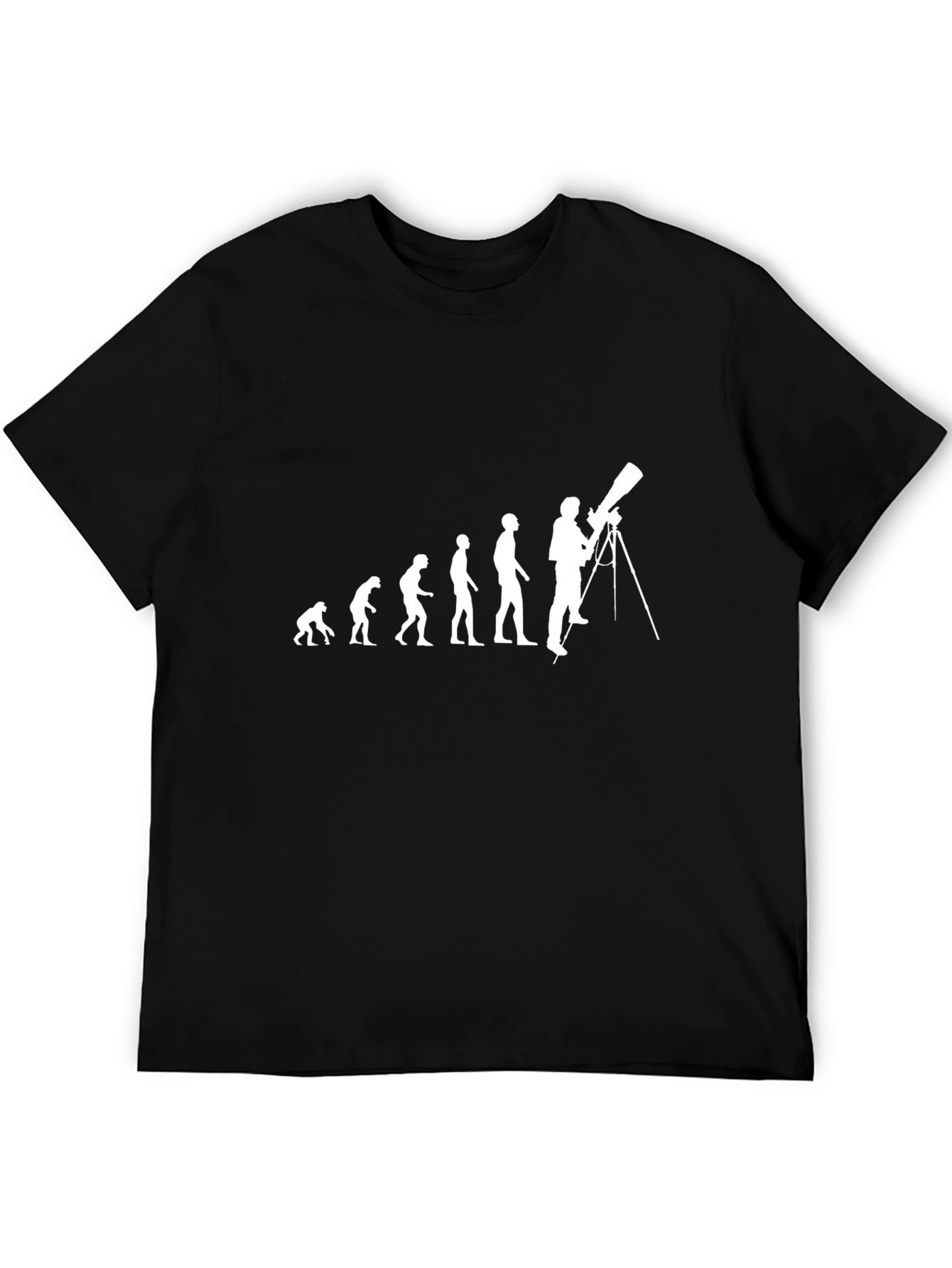 Evolution of Stargazing Black Graphic T-Shirt