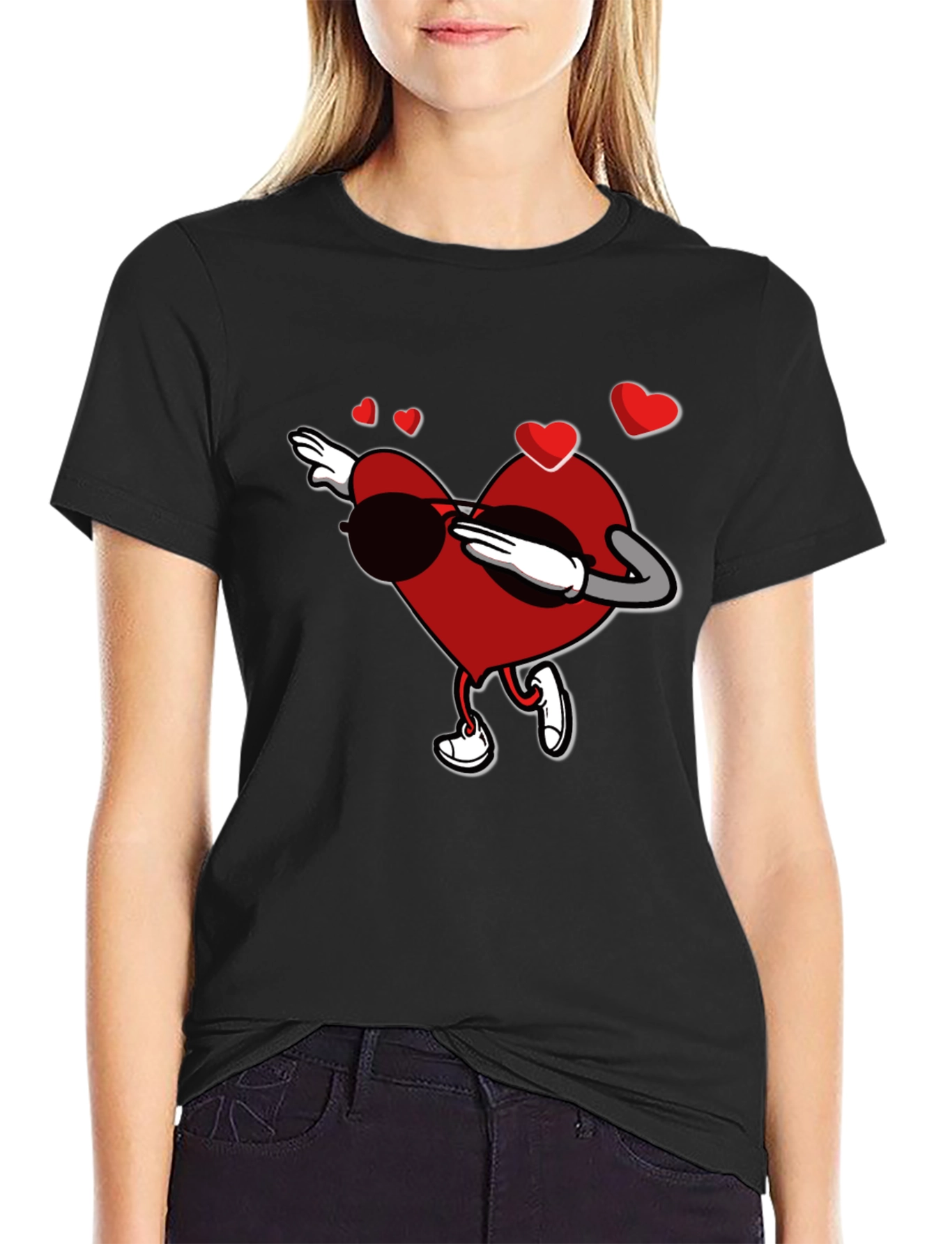 Dabbing Heart Valentines Day Graphic T-Shirt